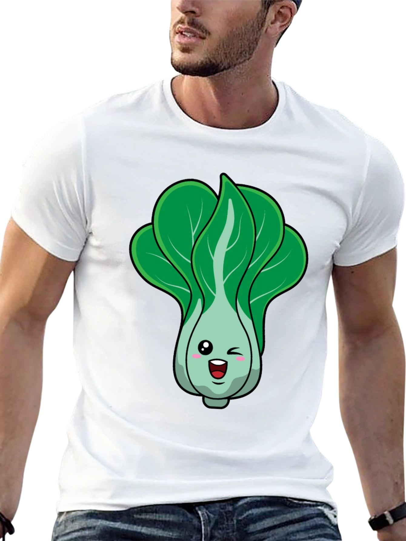 Kawaii Bok Choy Graphic Tee - Cute Vegan T-Shirt