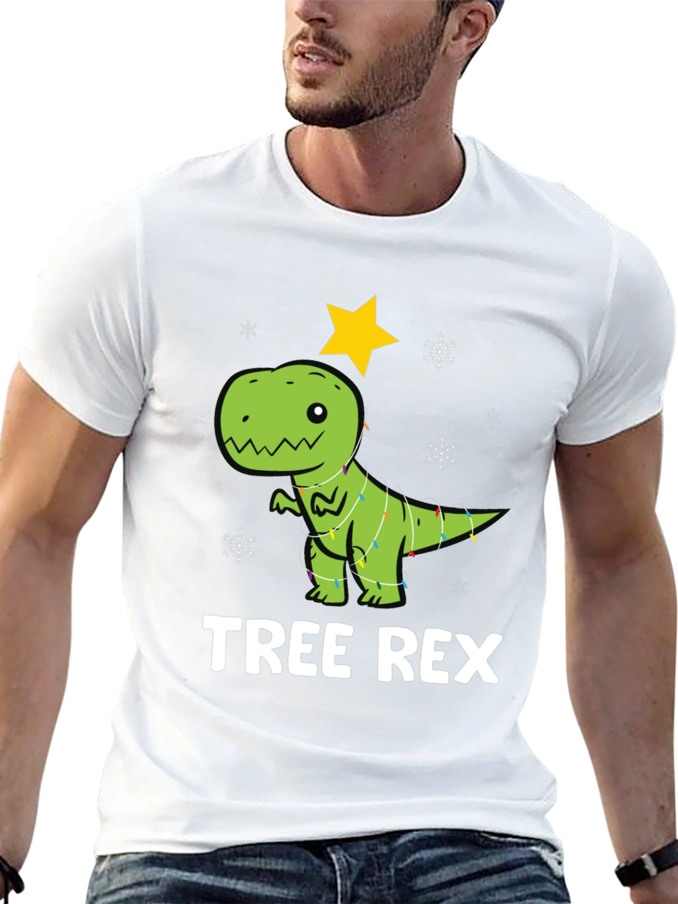 Festive Tree Rex Graphic T-Shirt - Holiday Dinosaur Tee