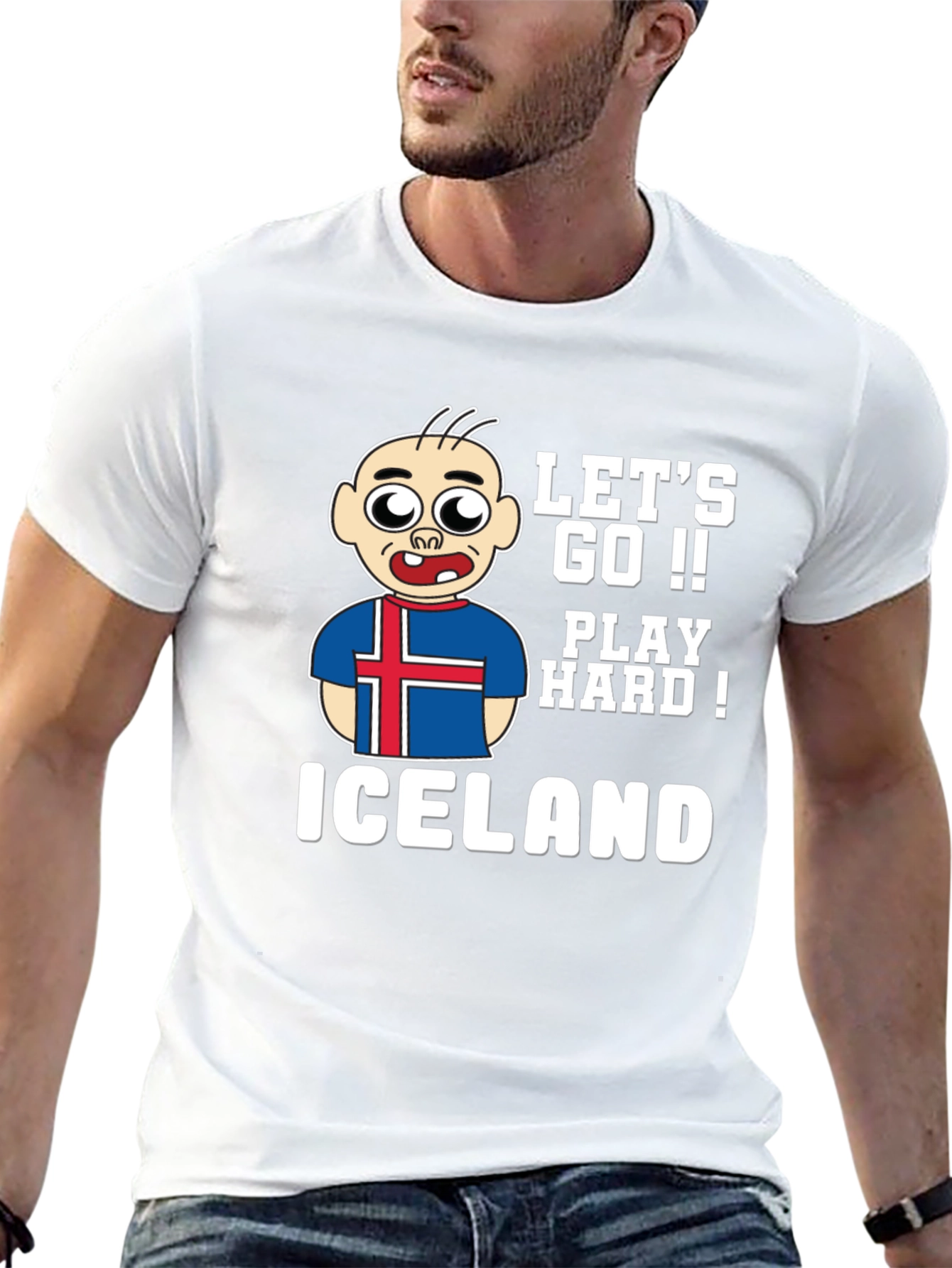 Lets Go Iceland Play Hard! Black Graphic Tee