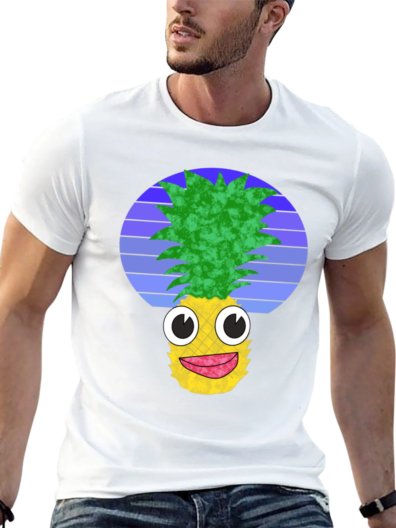 Funny Pineapple Graphic Tee - Black