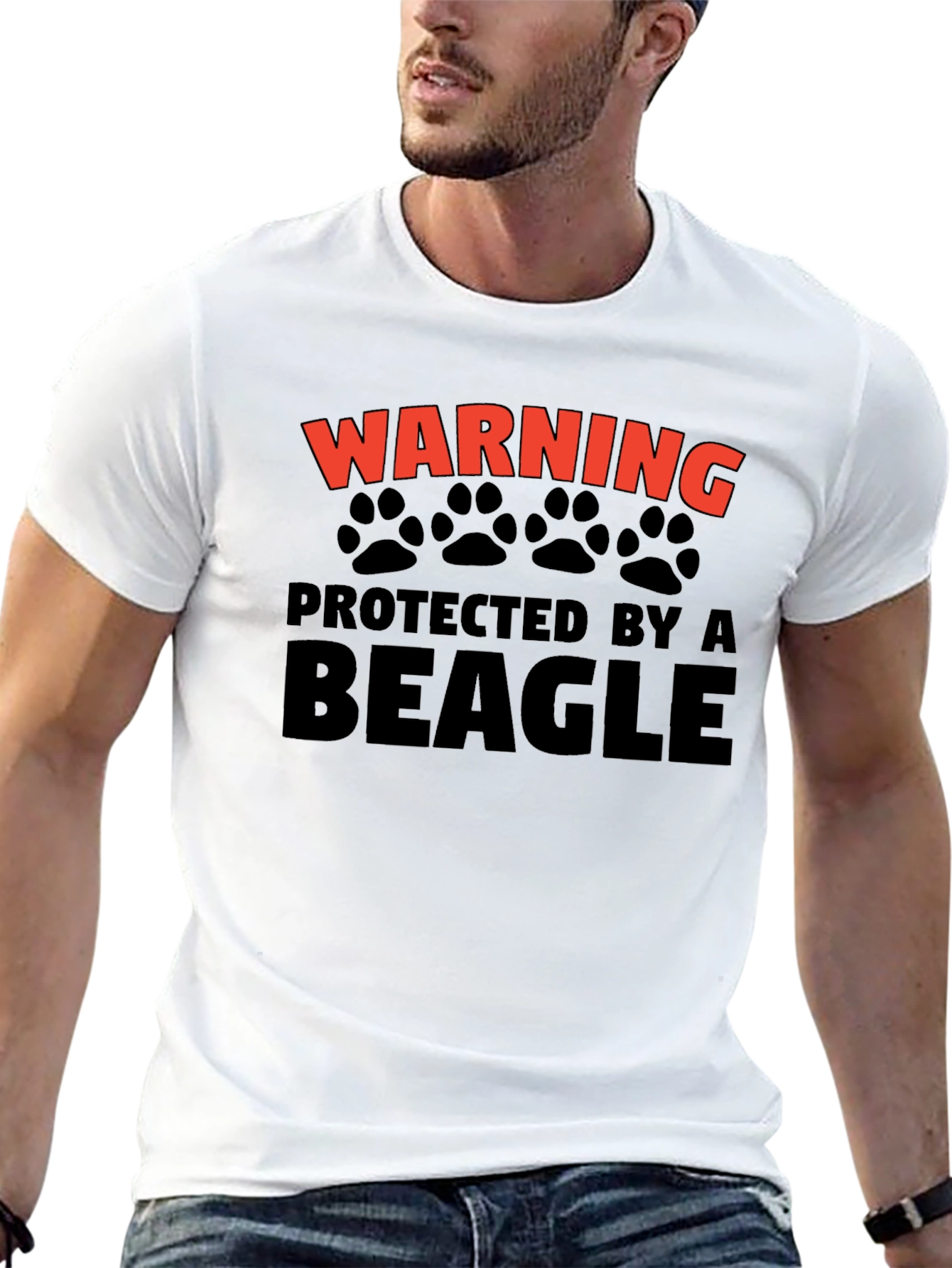 Warning Protected by A Beagle Black T-Shirt