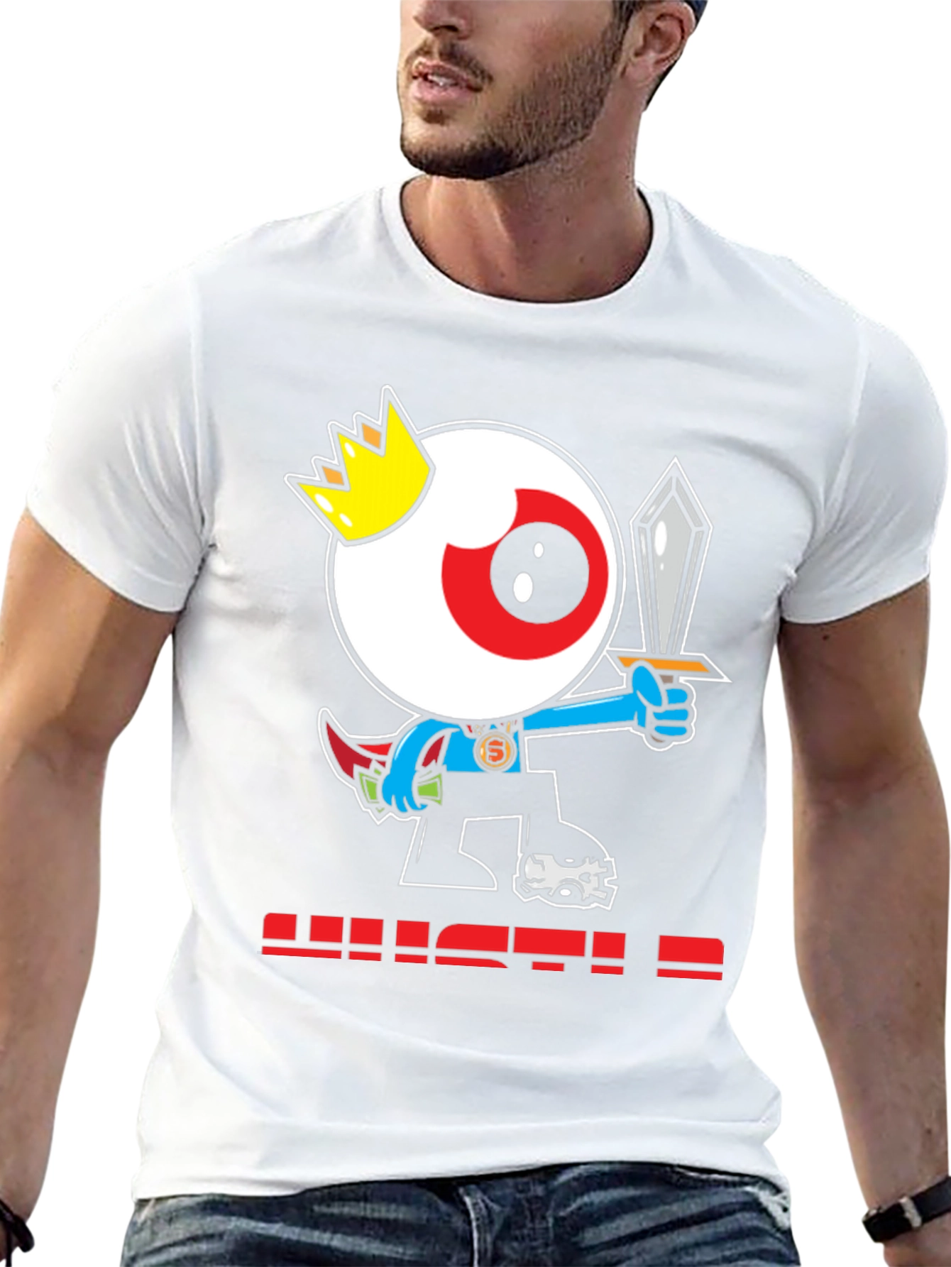Eye King Cartoon Graphic Black T-Shirt