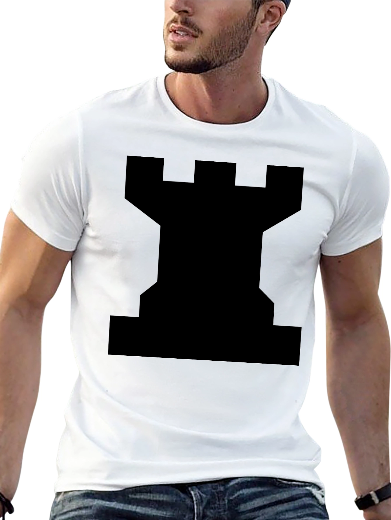 Chess Rook Graphic Tee - Black Cotton T-Shirt