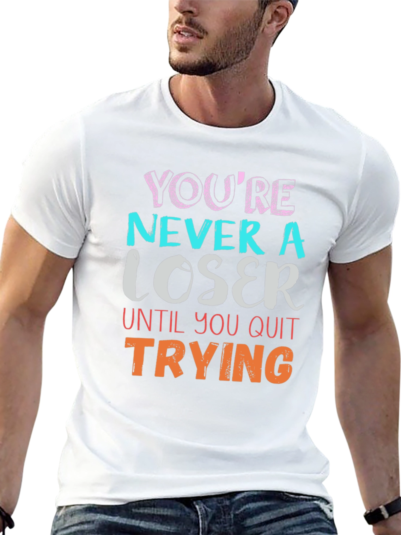 Motivational Never a Loser Black T-Shirt