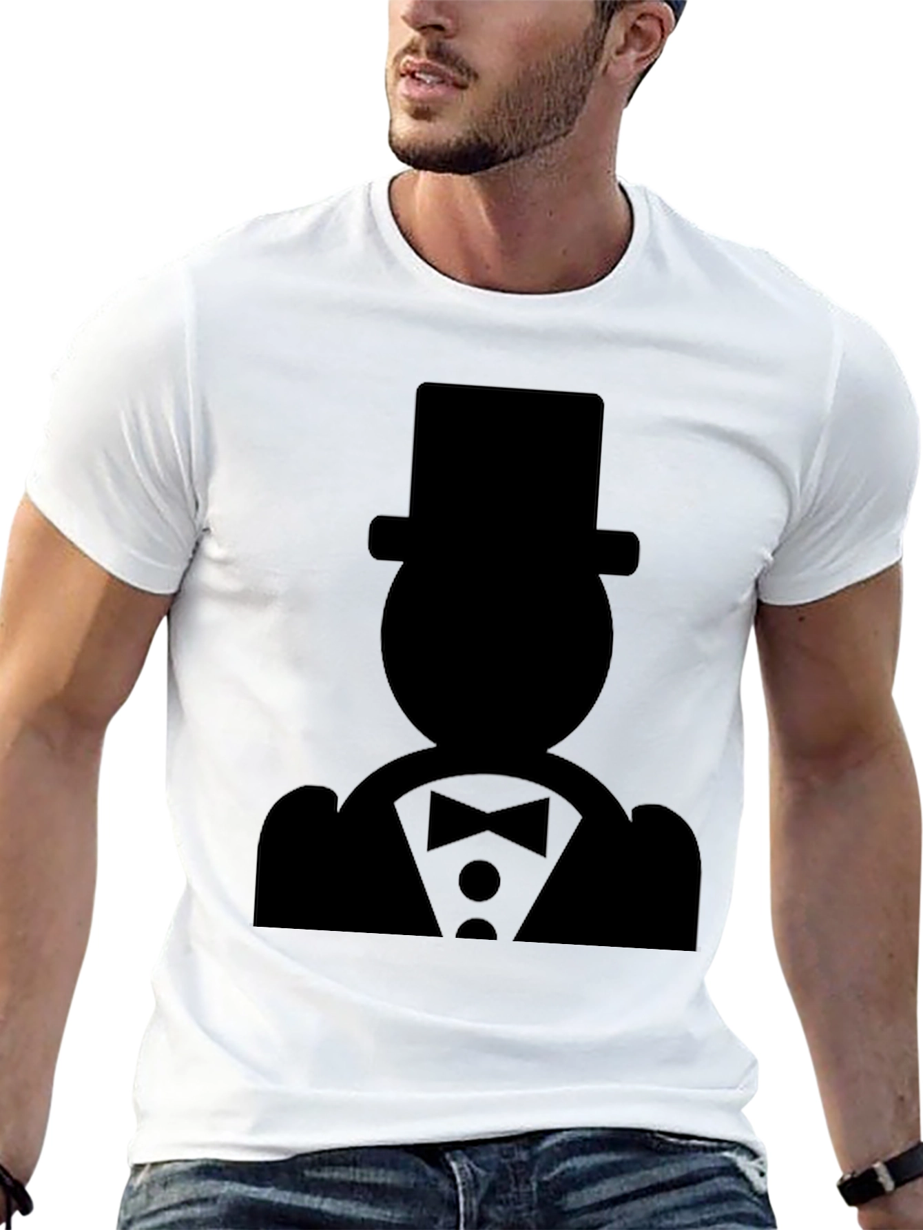 Monopoly Man Silhouette Graphic Tee - Black
