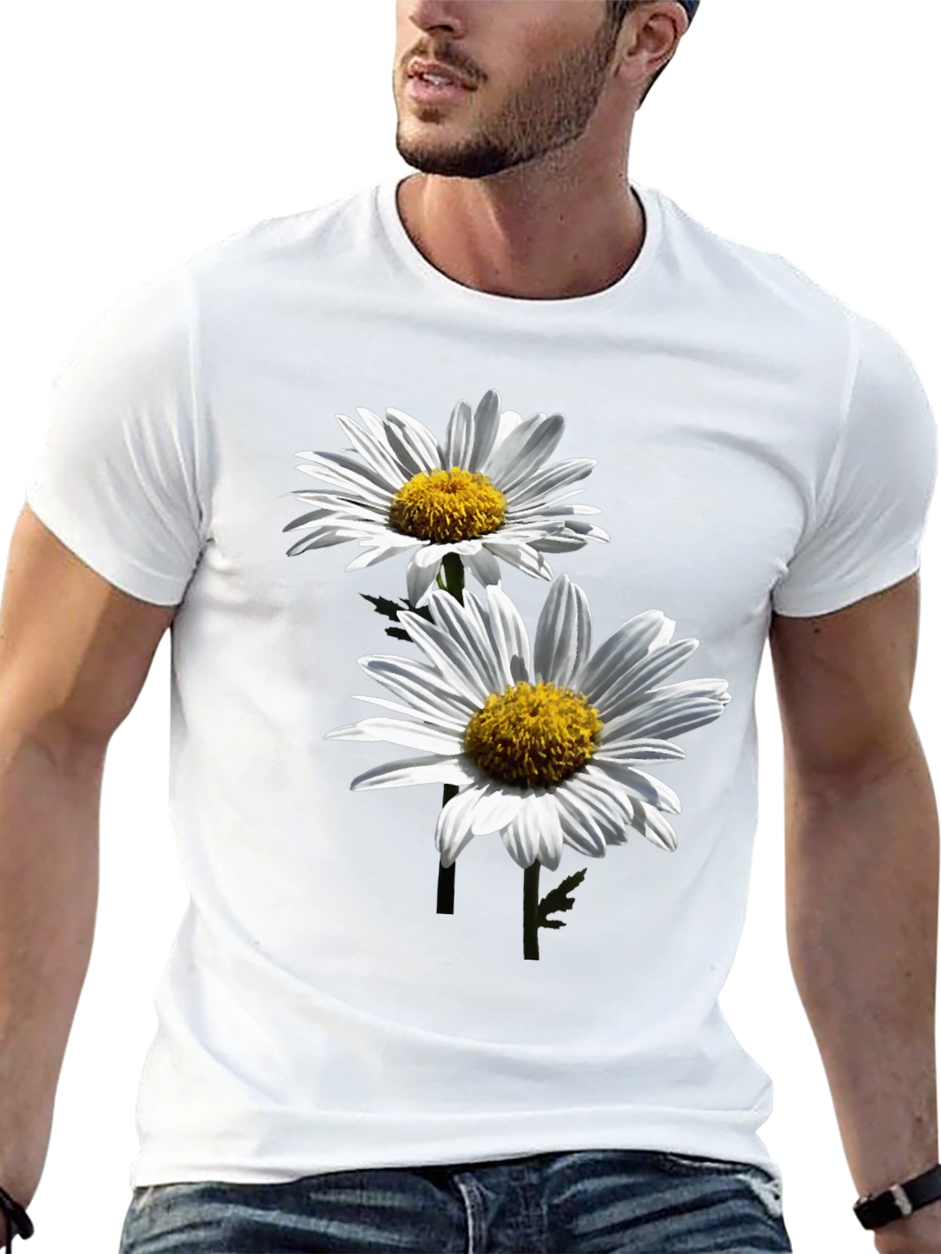 Daisy Print Black T-Shirt