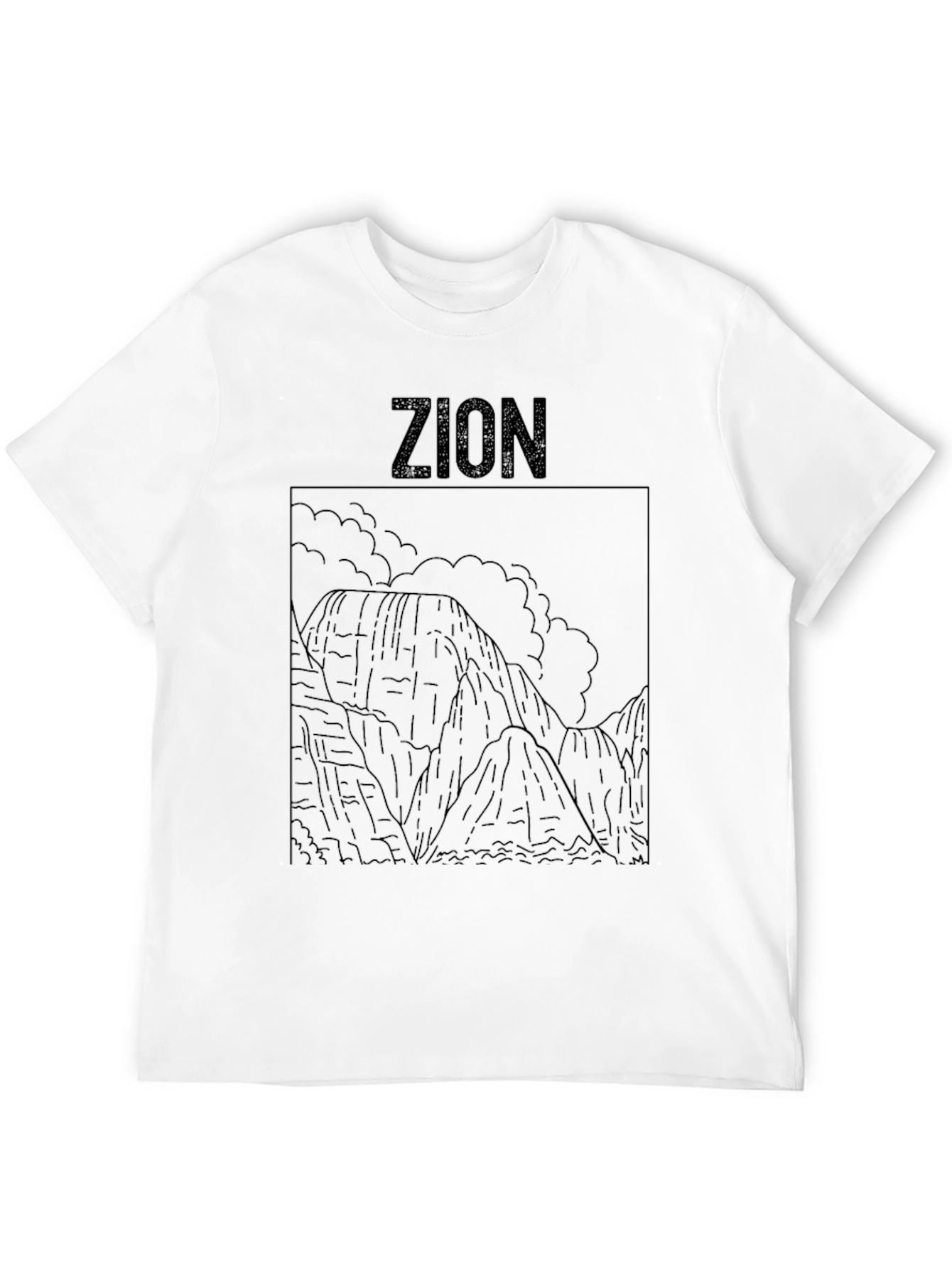Zion National Park Line Art Black T-Shirt