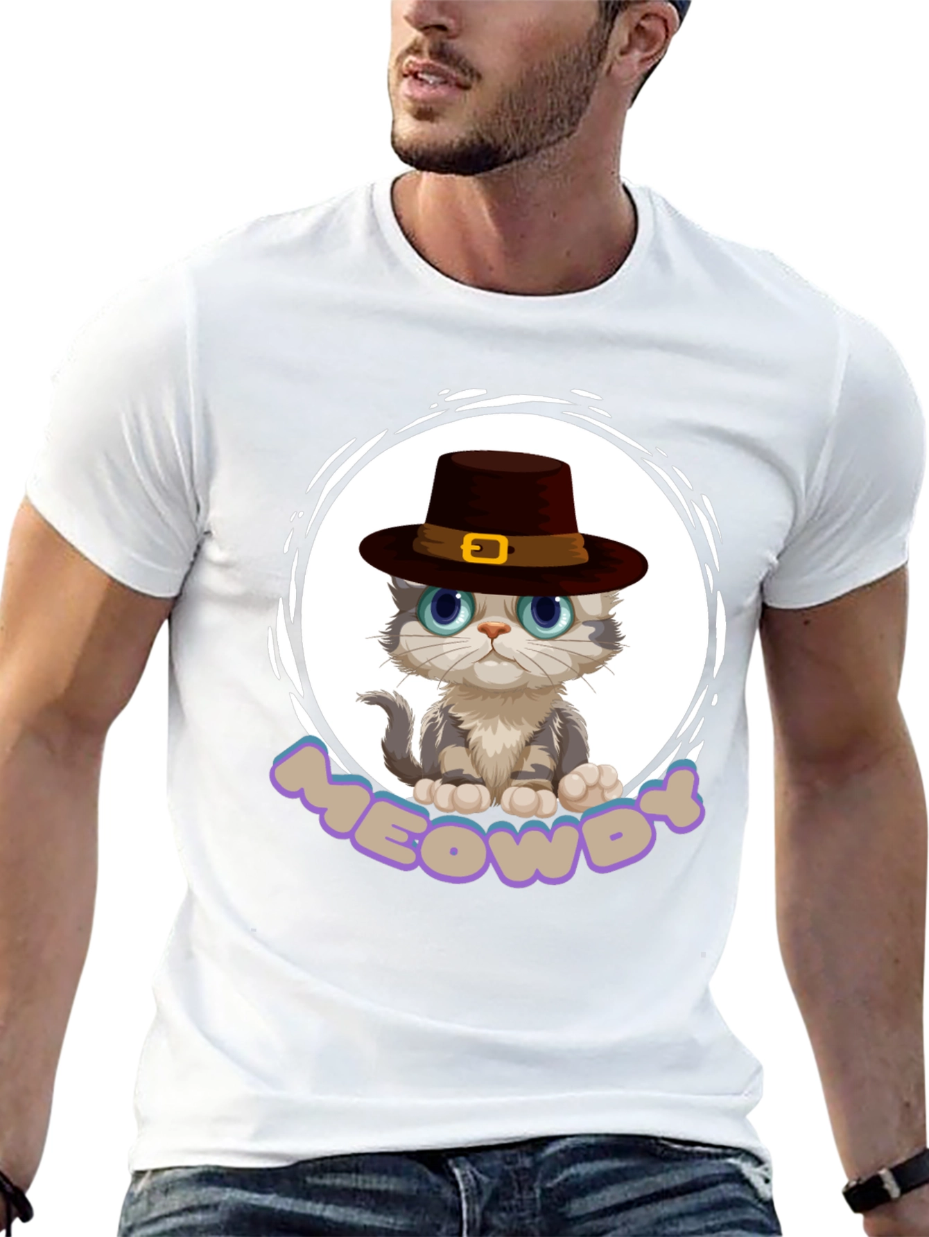 Meowdy Cat Pilgrim T-Shirt
