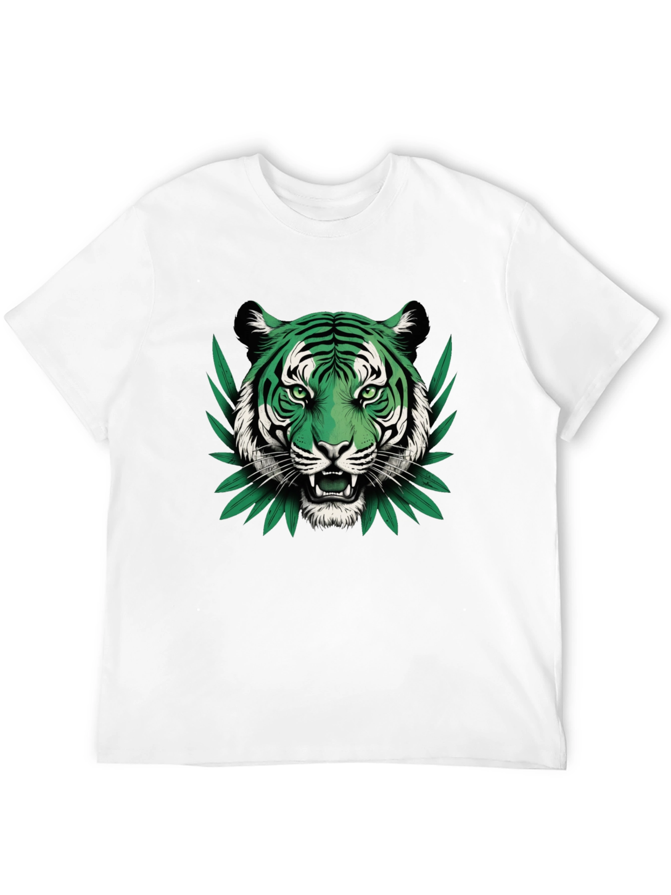 Green Tiger Graphic Black T-Shirt