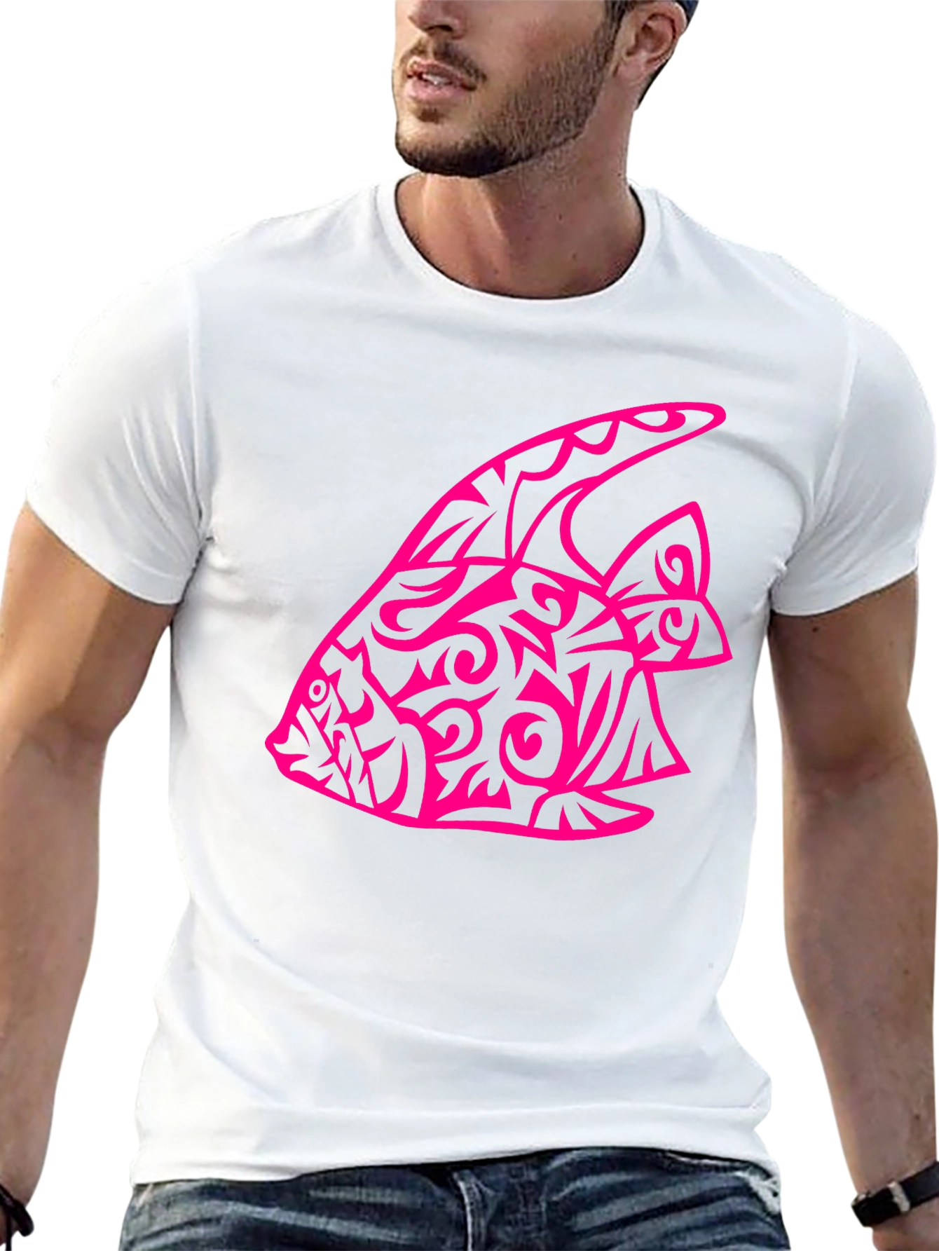Tribal Fish Graphic Tee - Black