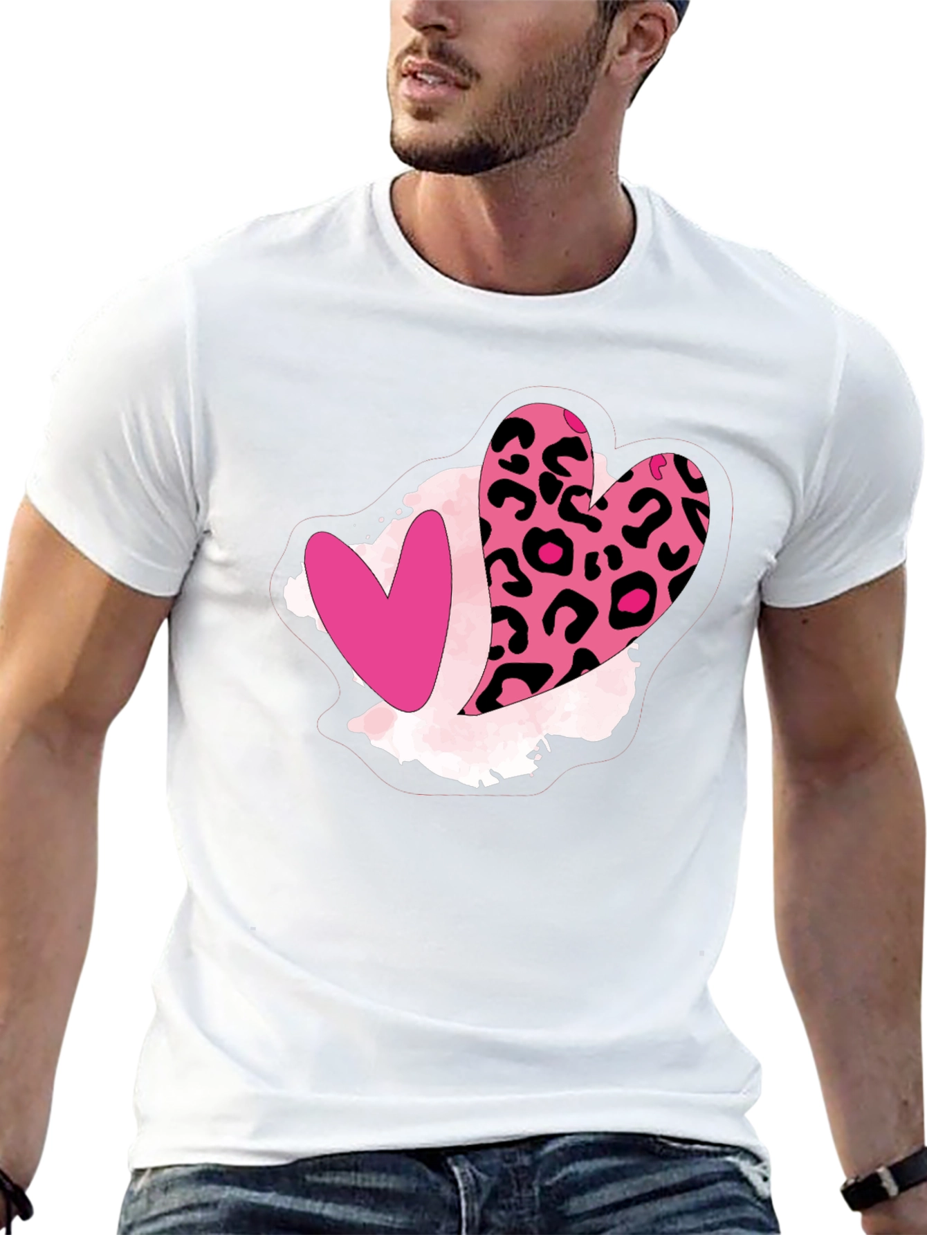Leopard Heart Graphic Tee - Valentines Day Shirt
