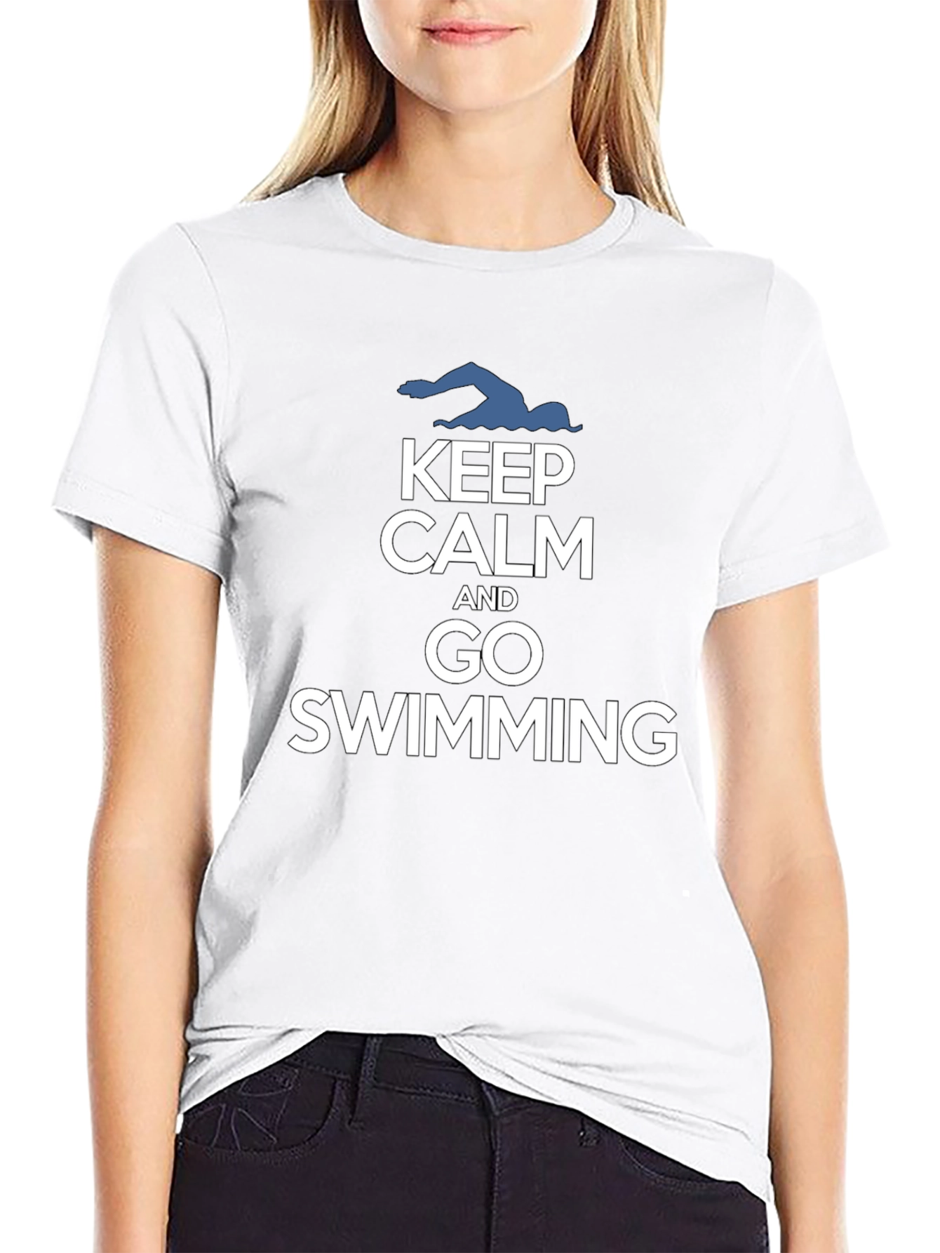 Keep Calm and Go Swimming Black T-Shirt