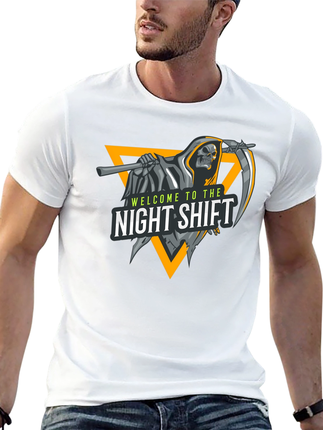 Night Shift Reaper Graphic Tee - Black Cotton T-Shirt