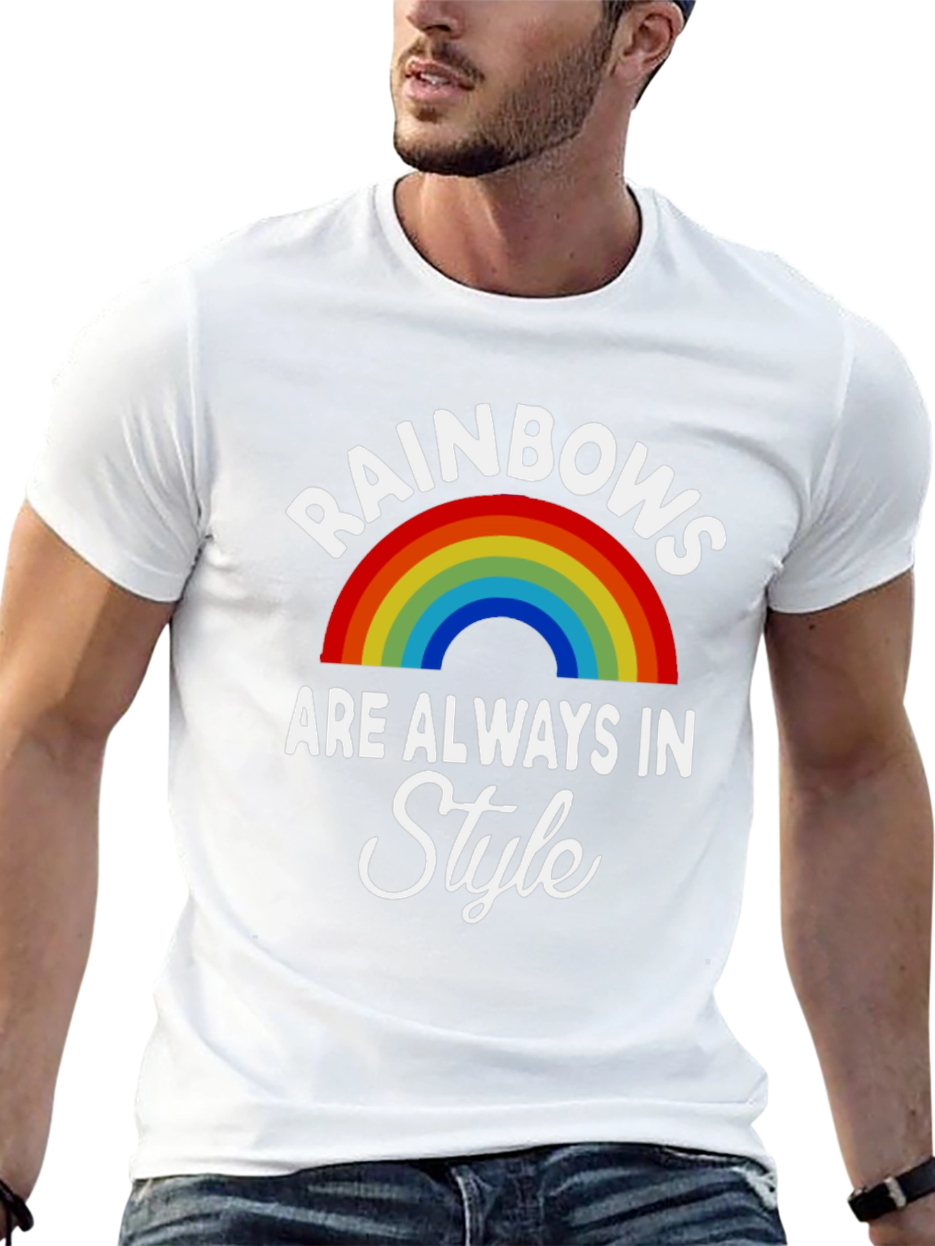 Rainbows Always in Style Black T-Shirt