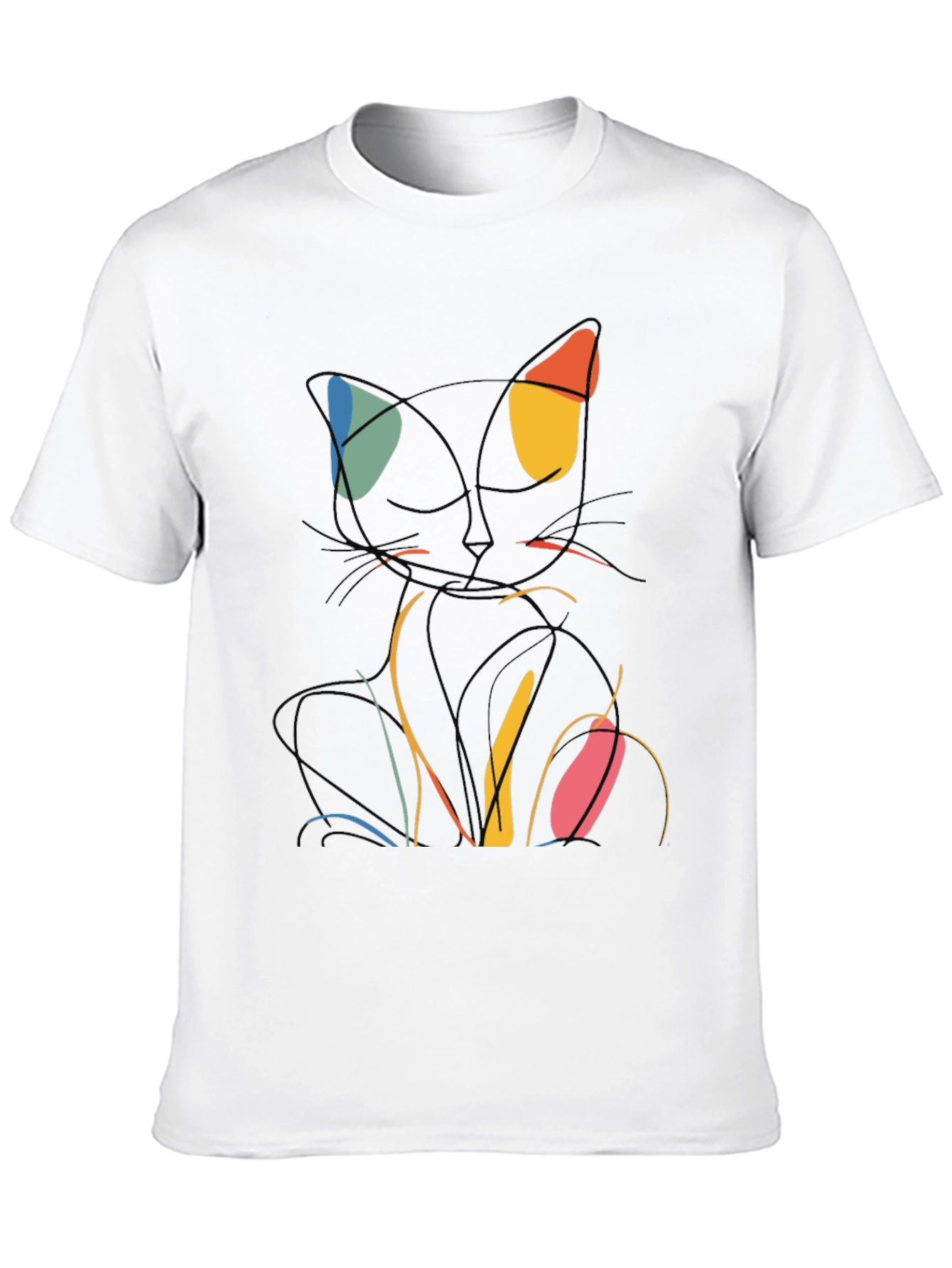 Abstract Cat Line Art Graphic T-Shirt