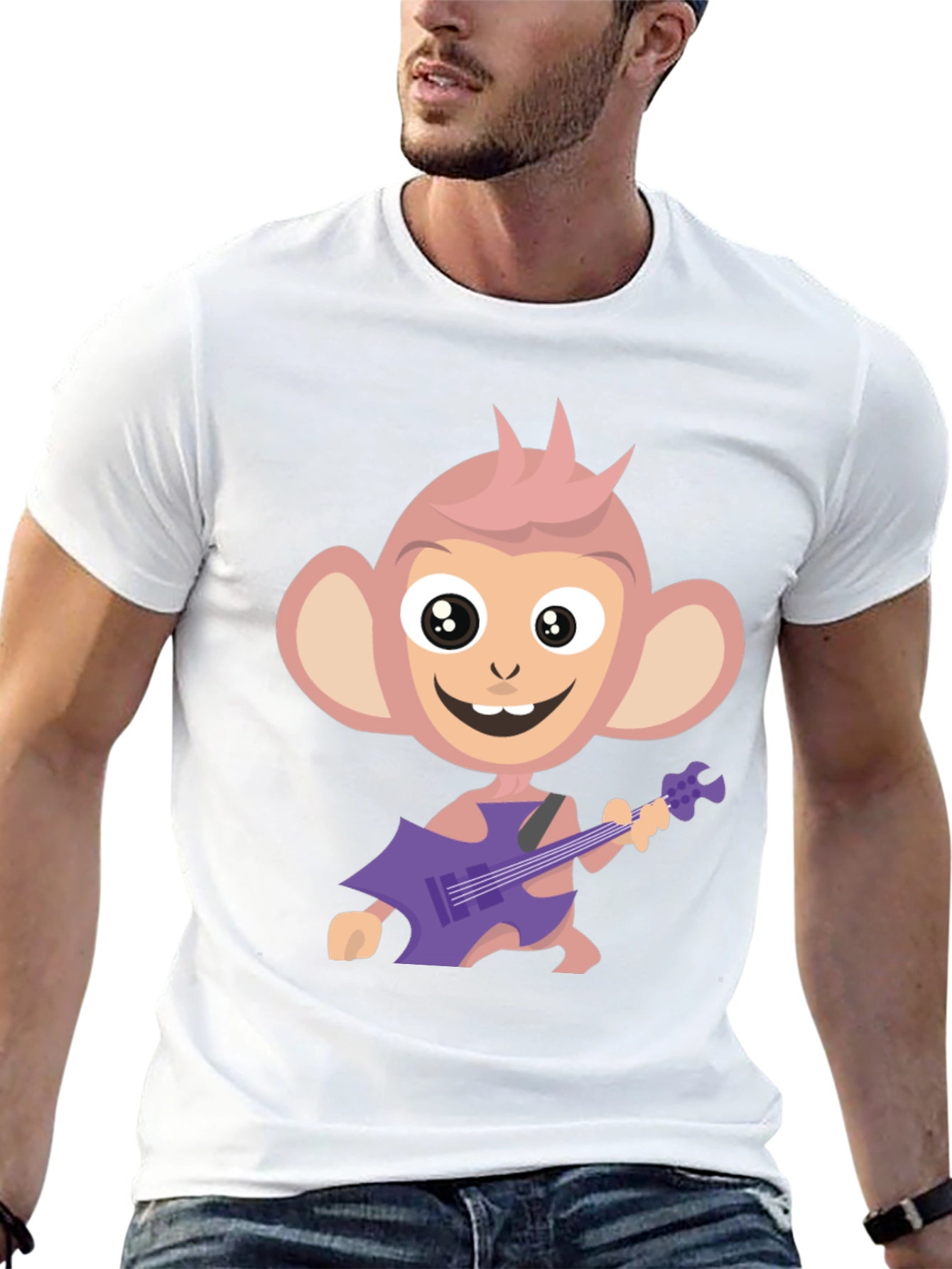 Monkey Guitar Player Graphic Tee - Funky & Fun