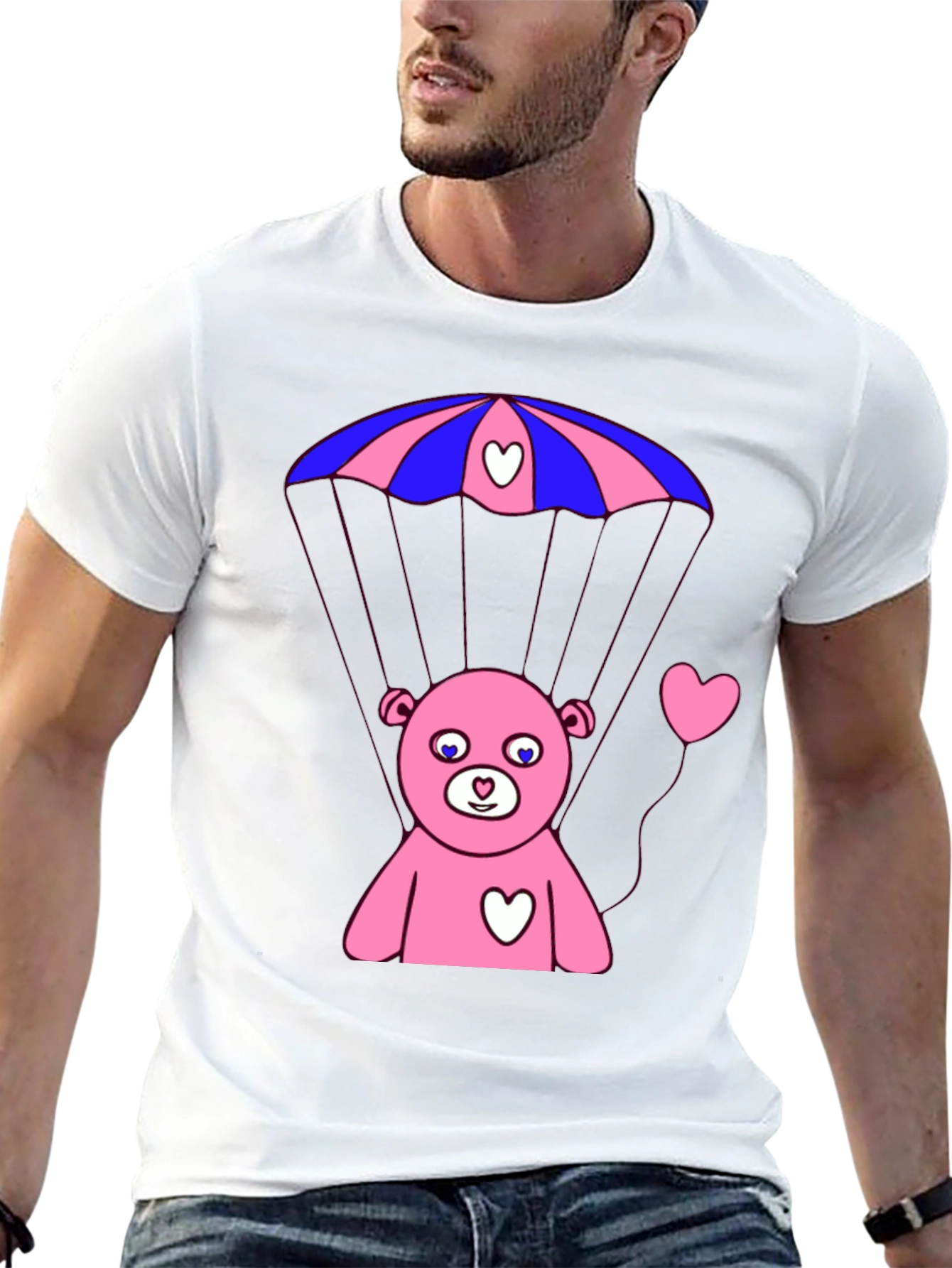 Bear Parachute T-Shirt - Black Graphic Tee