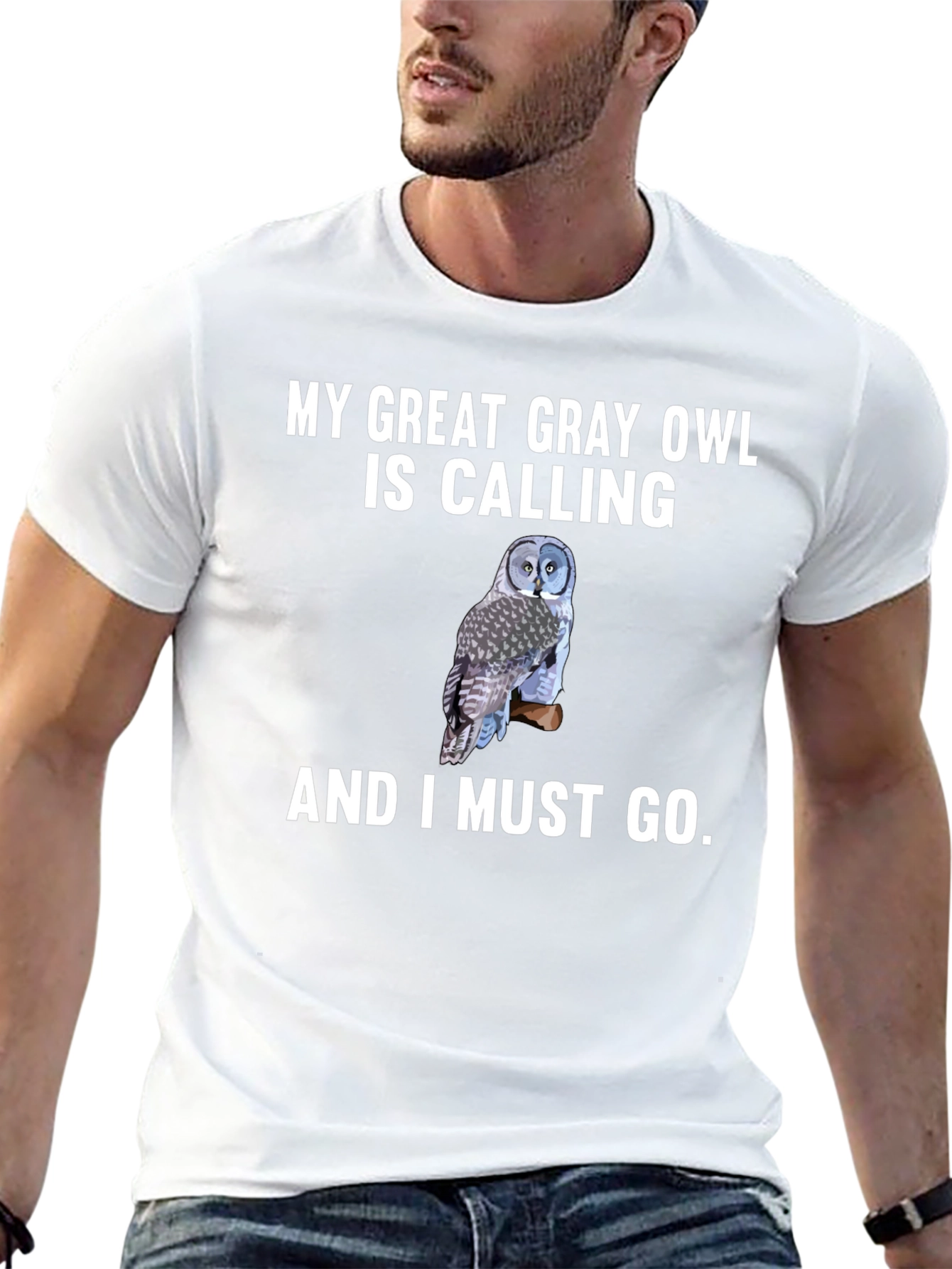 Great Gray Owl Calling T-Shirt