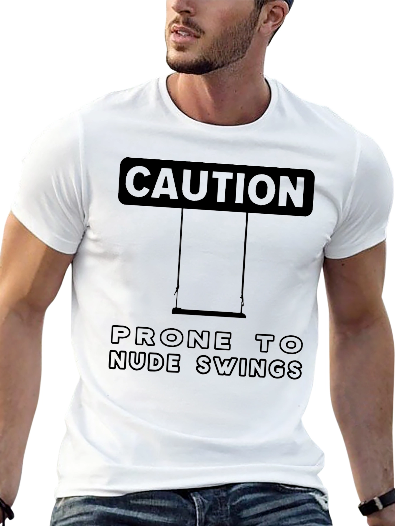 Caution Nude Swings Humor Tee