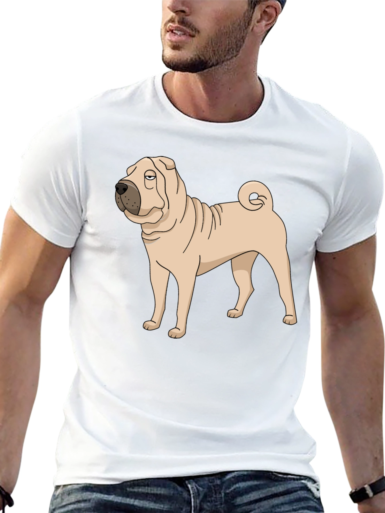 Shar Pei Dog Graphic Tee - Black