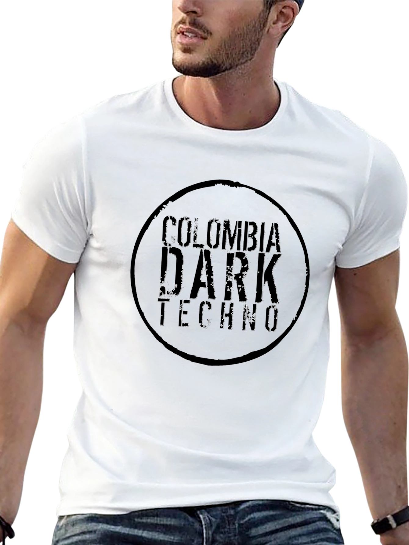 Colombia Dark Techno Black Graphic T-Shirt