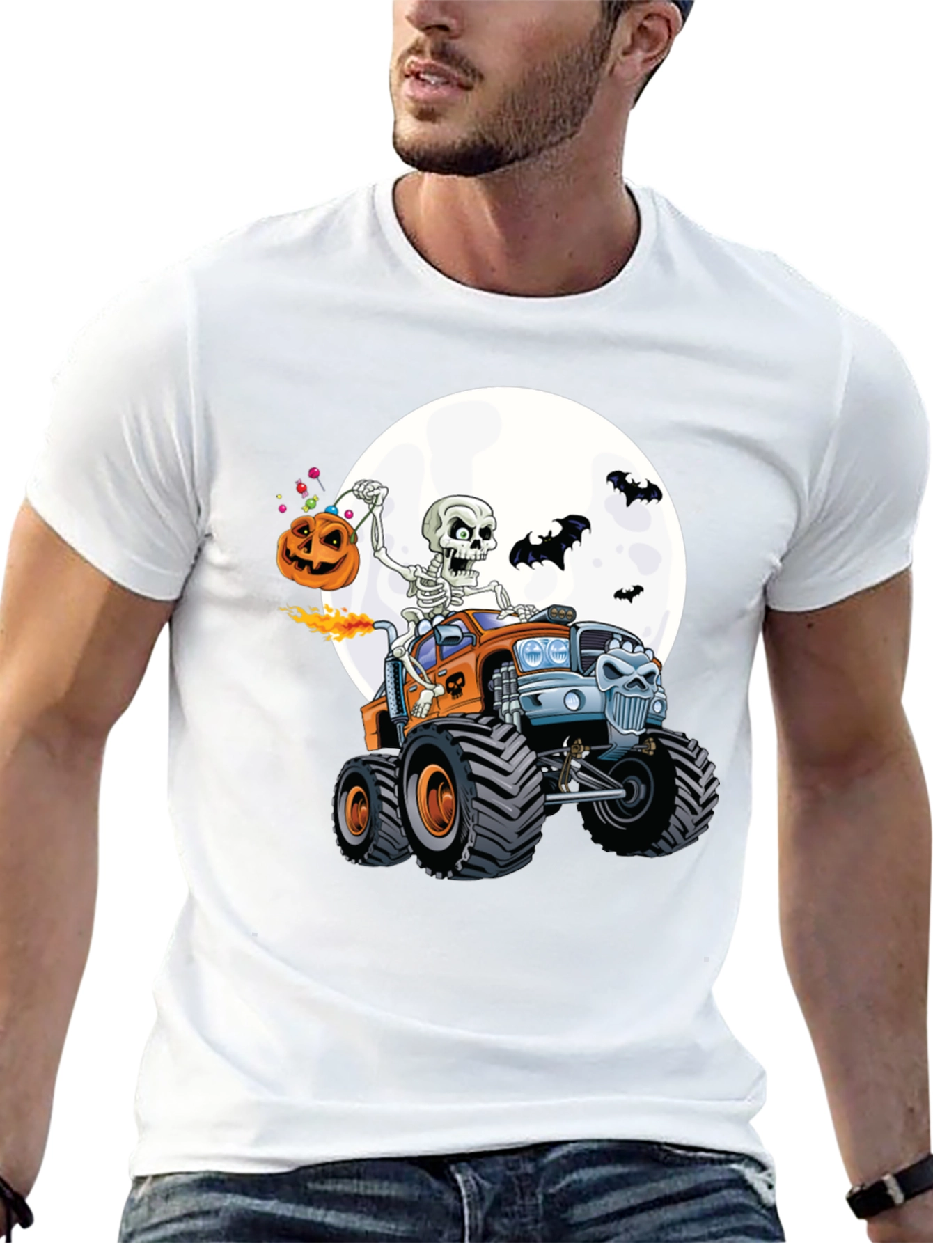 Skeleton Monster Truck Halloween T-Shirt