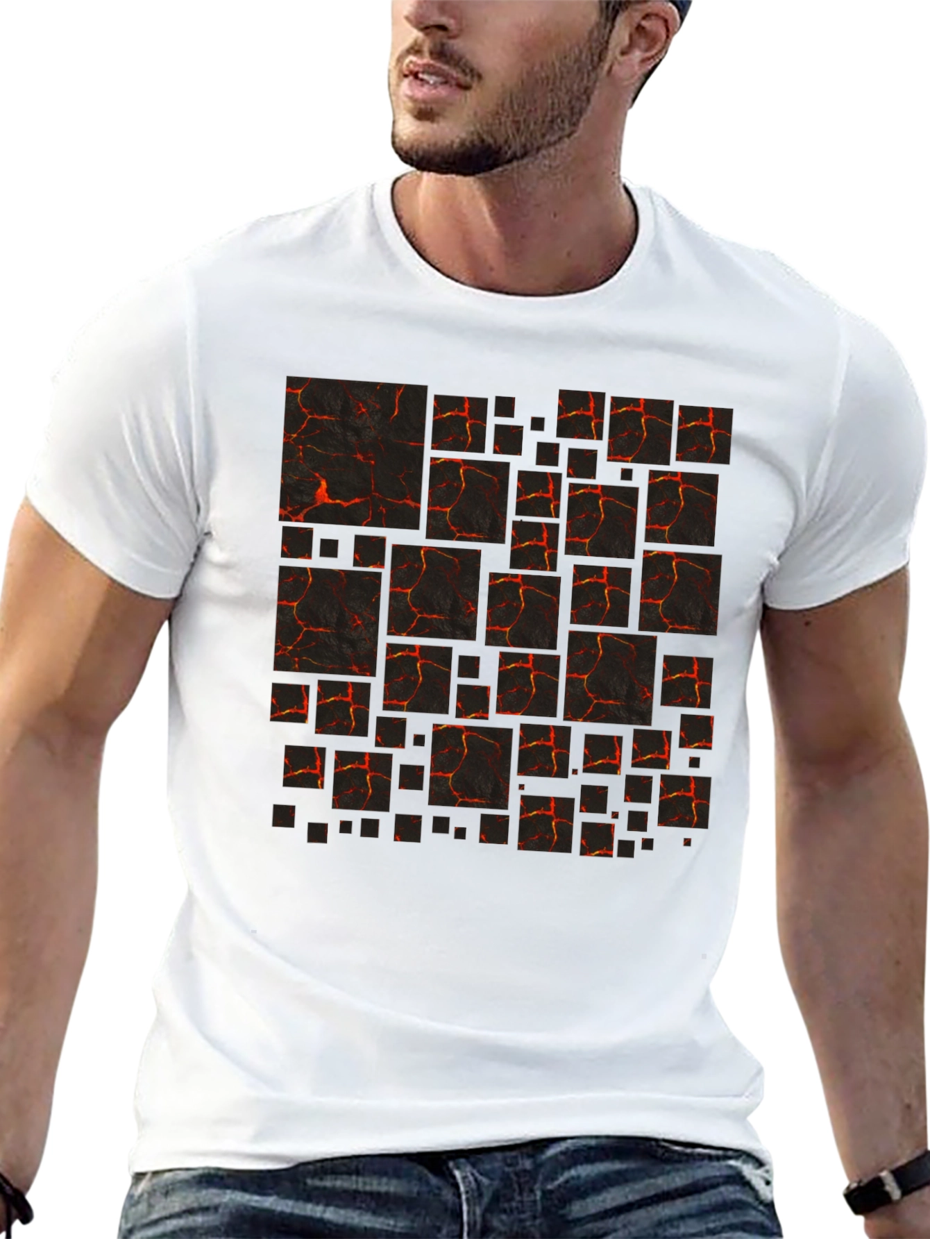 Lava Block Print Mens Black T-Shirt