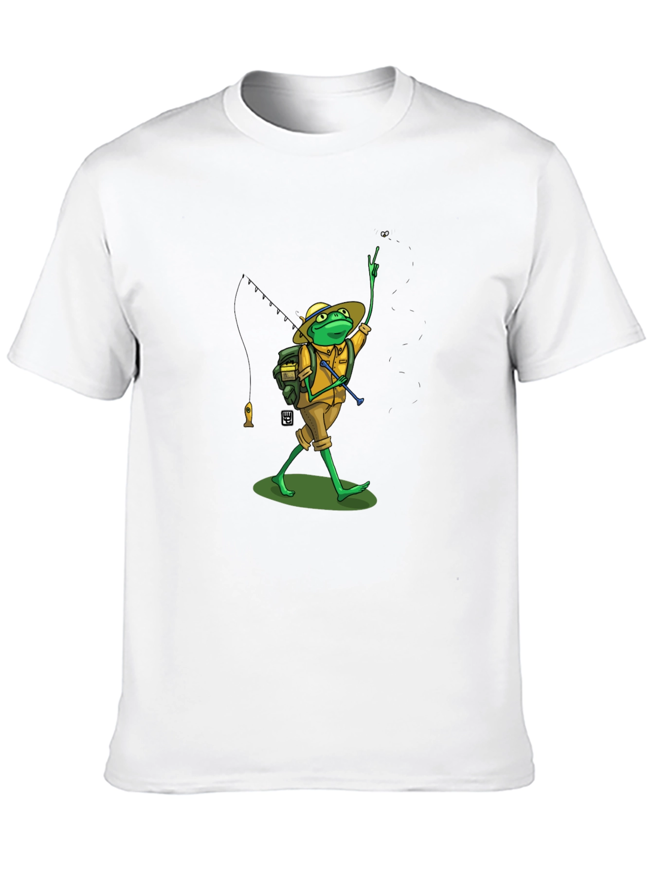 Frog Fishing T-Shirt - Cartoon Style