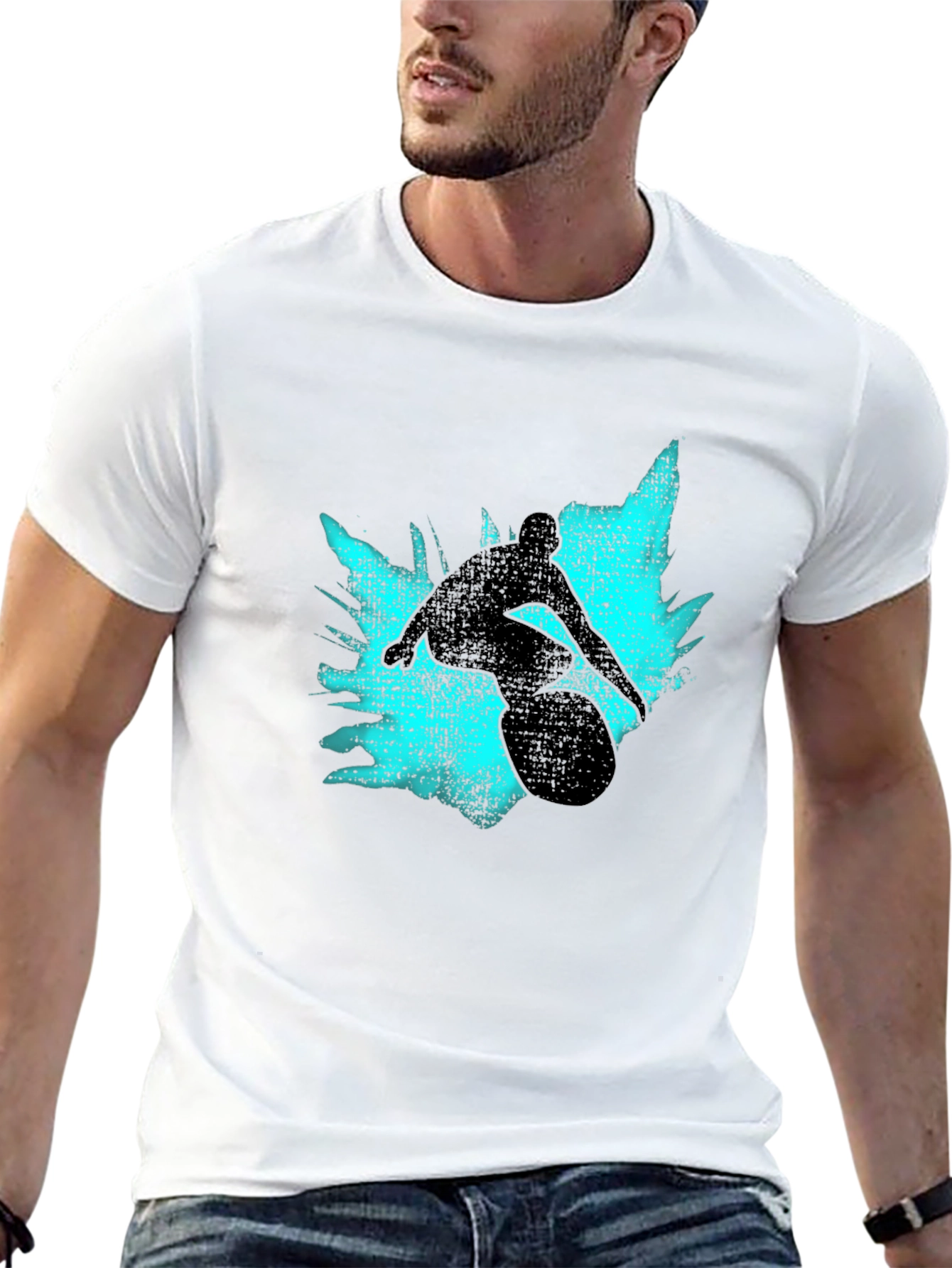 Surfer Silhouette Graphic Tee - Black