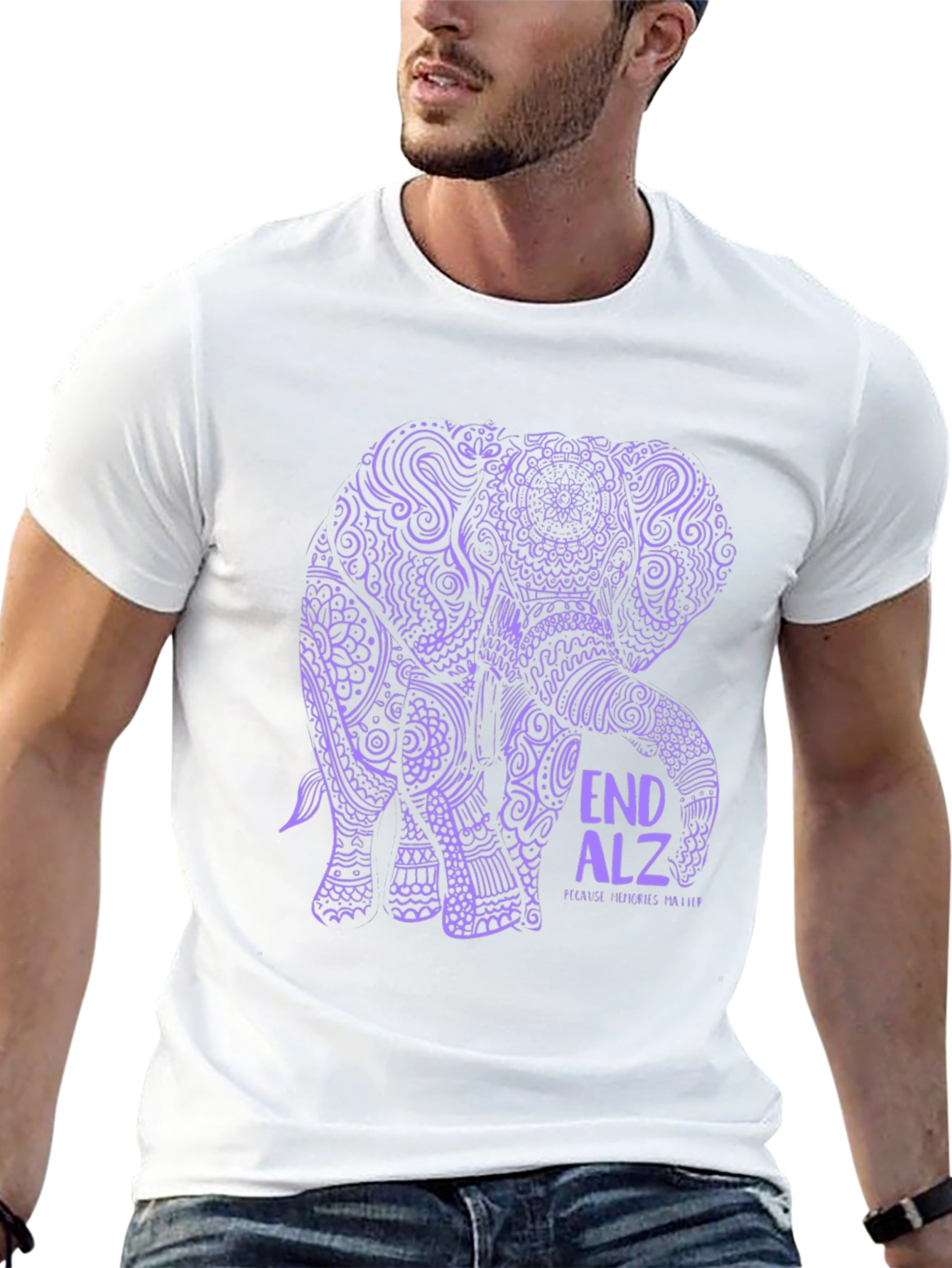 Elephant Alzheimers Awareness Graphic T-Shirt