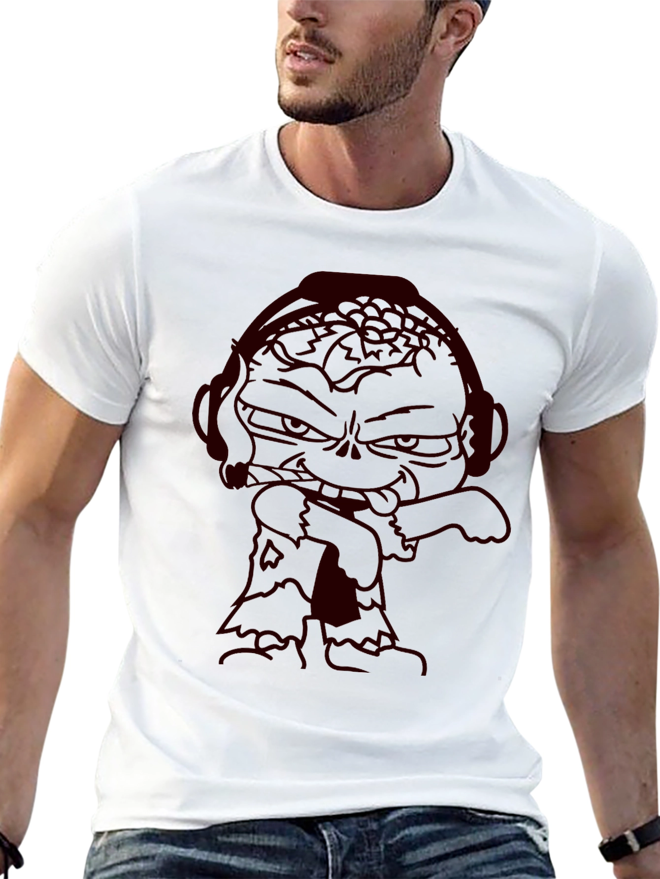 Zombie Cartoon Graphic Tee - Dark