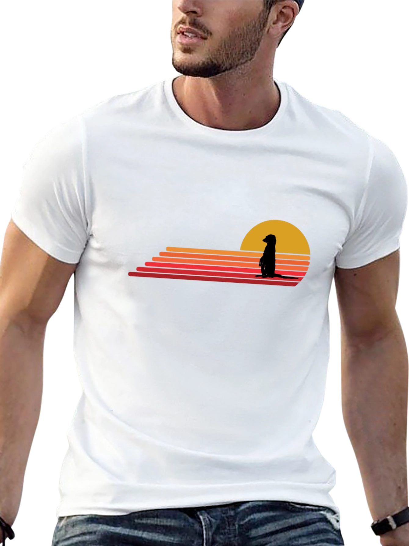 Meerkat Sunset Graphic Tee - Black Cotton Blend