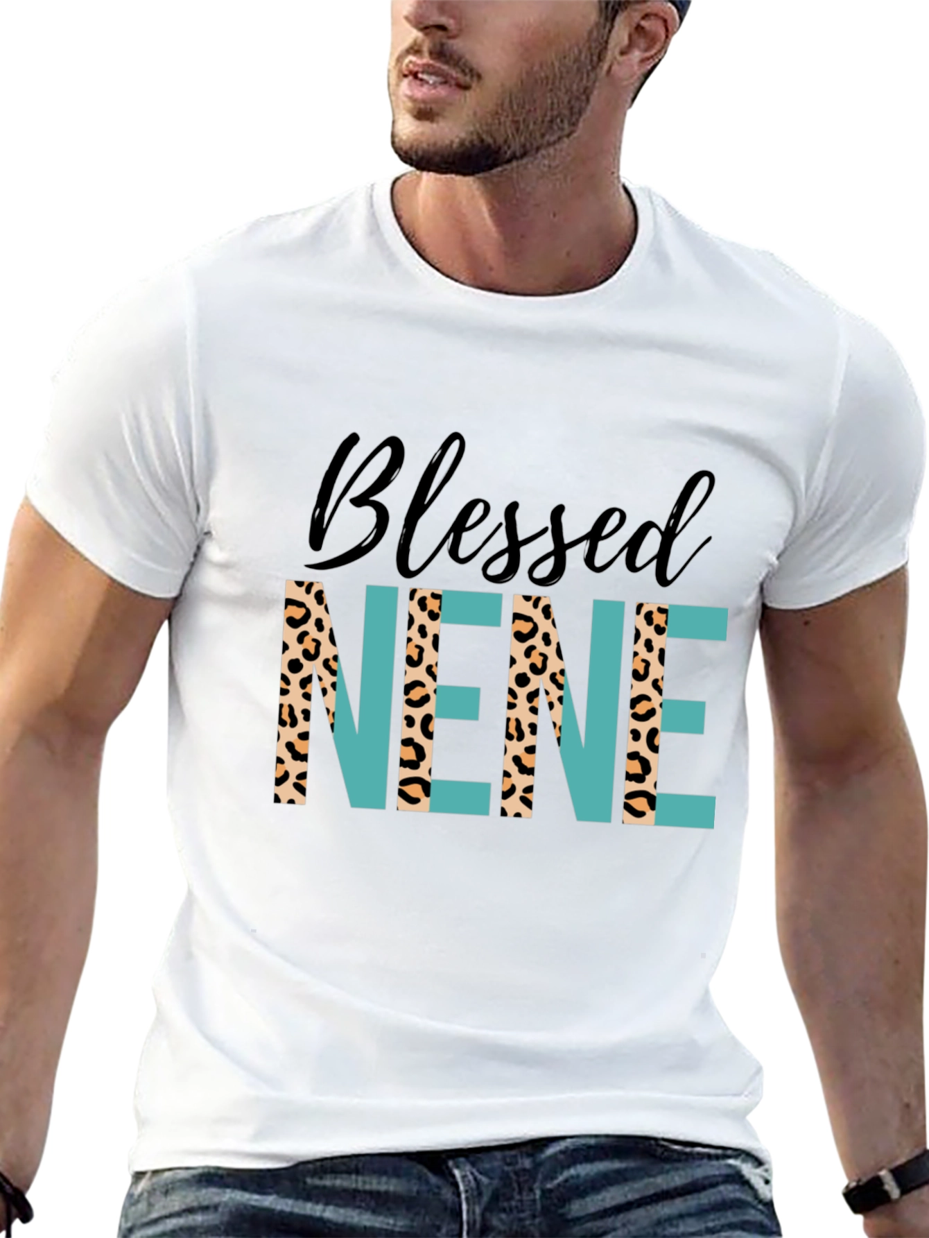 Blessed Nene Graphic T-Shirt - Leopard Print