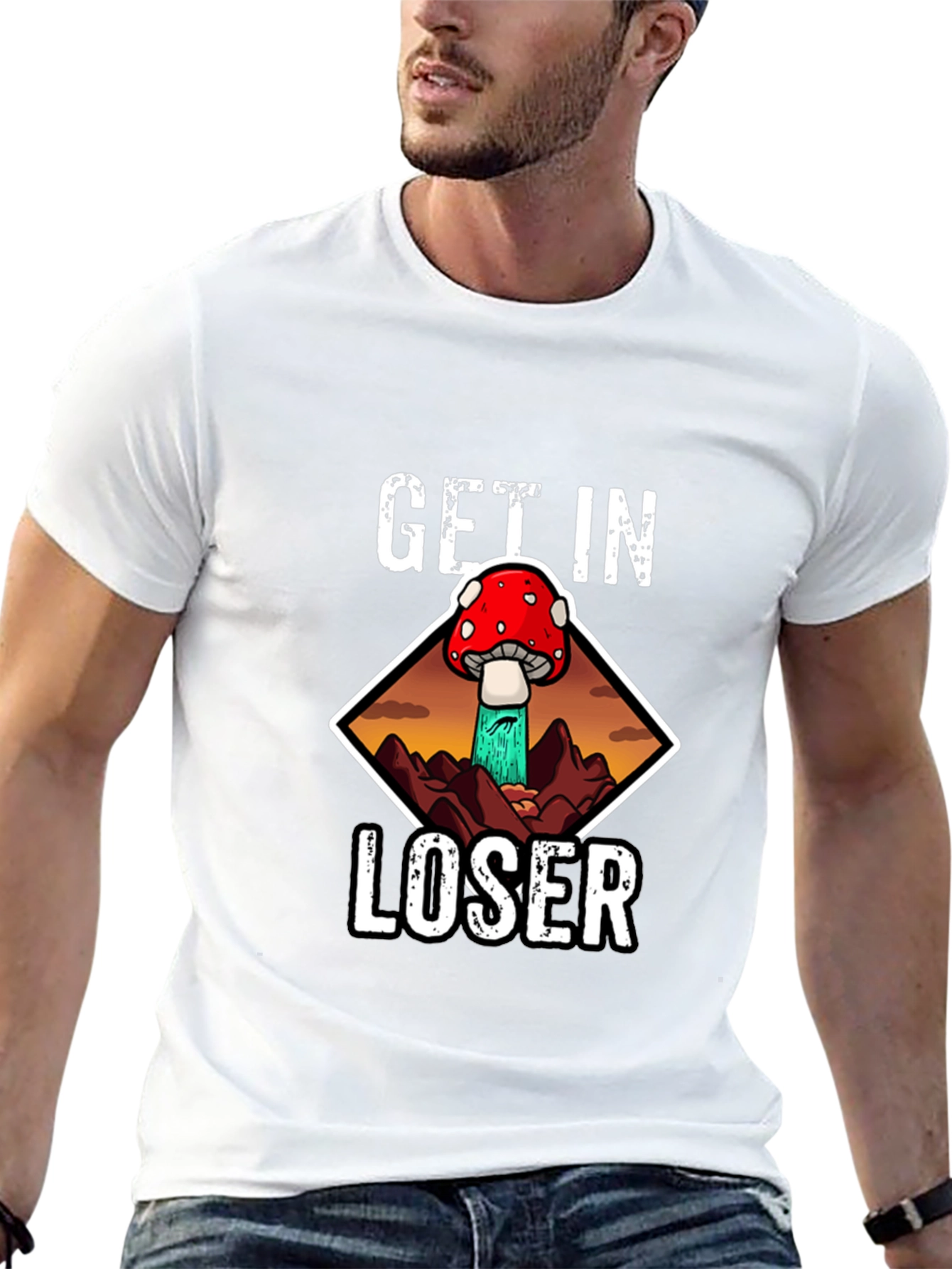 Get In Loser Mushroom Tee - Black