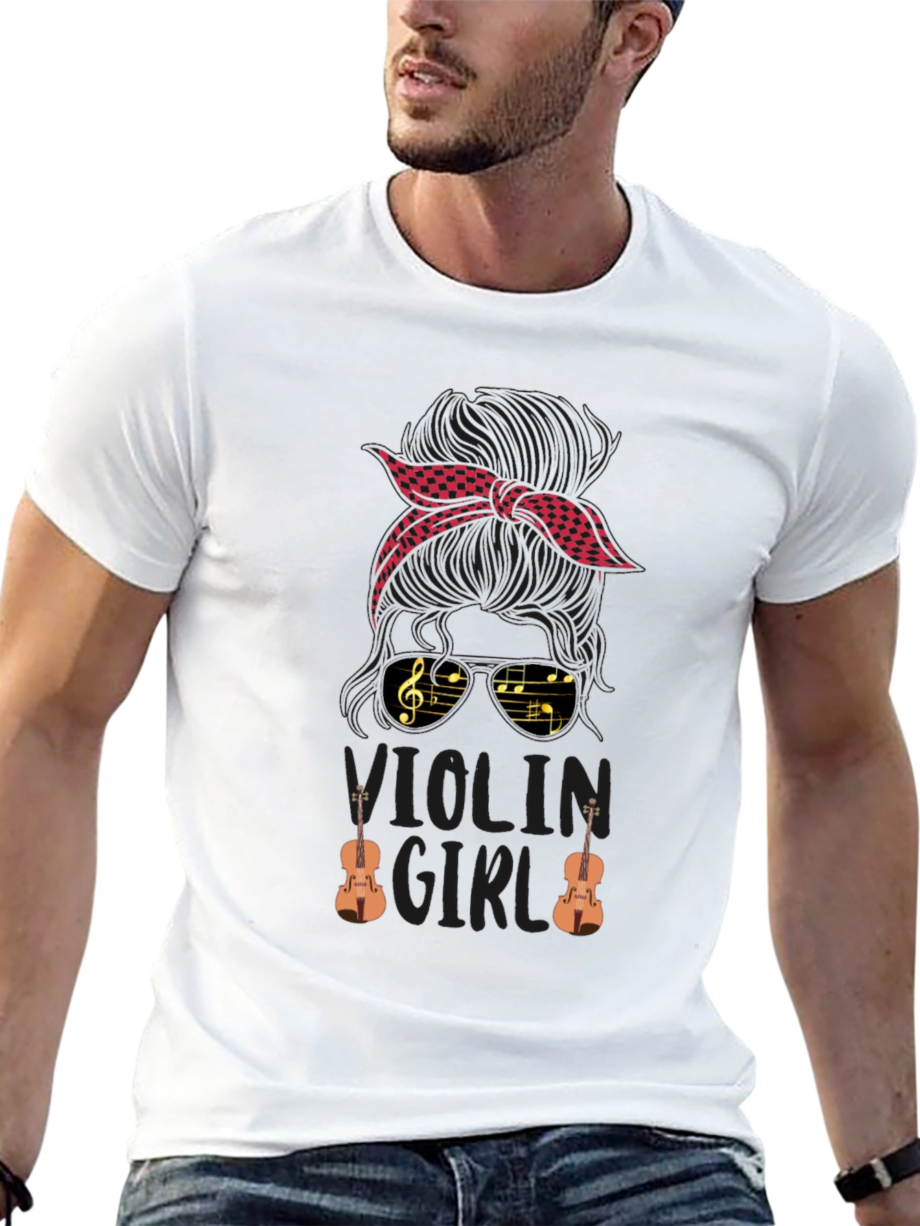Violin Girl T-Shirt - Musician Bandana Tee