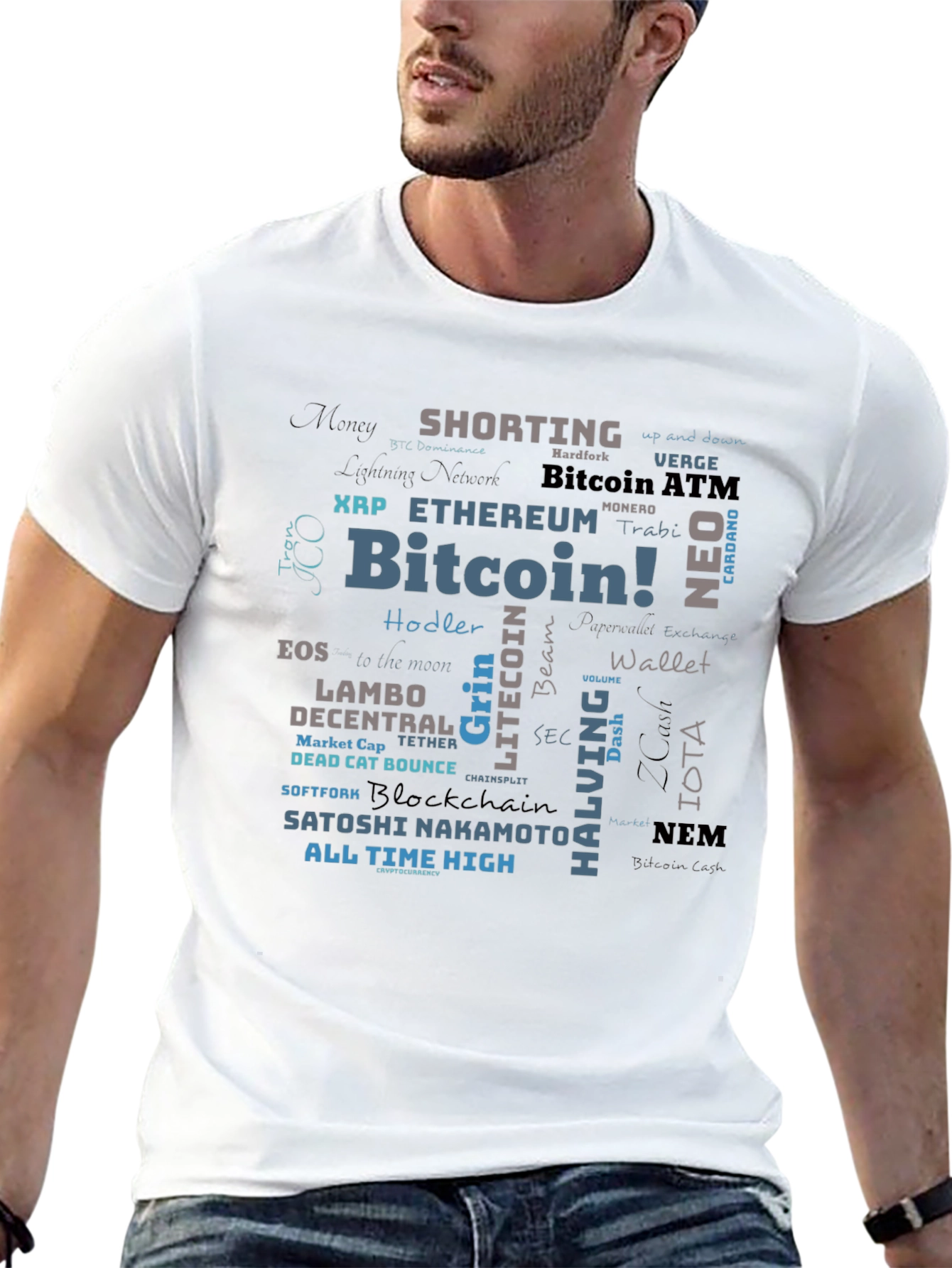 Bitcoin Crypto Word Cloud T-Shirt