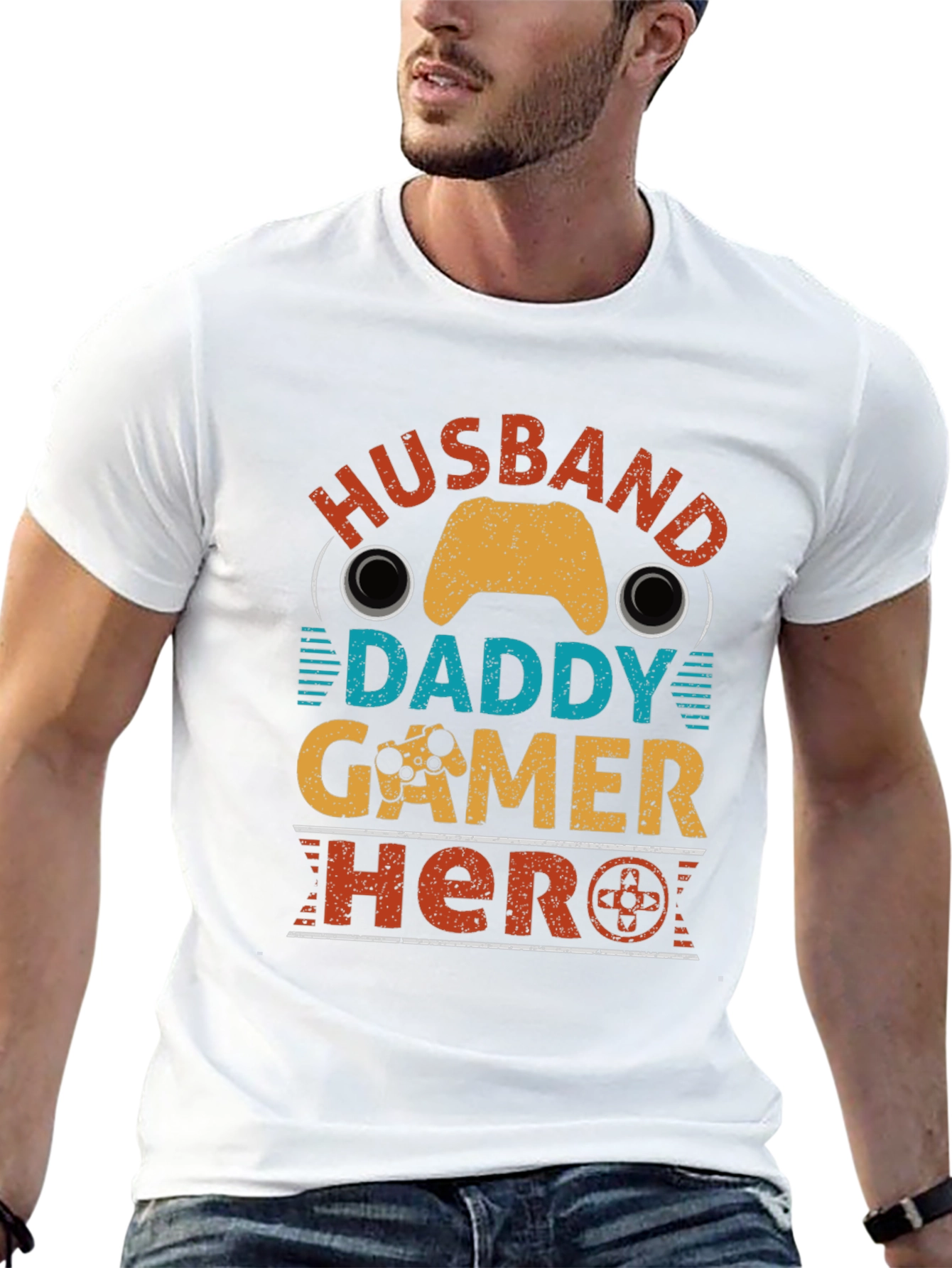 Husband Daddy Gamer Hero Graphic Tee