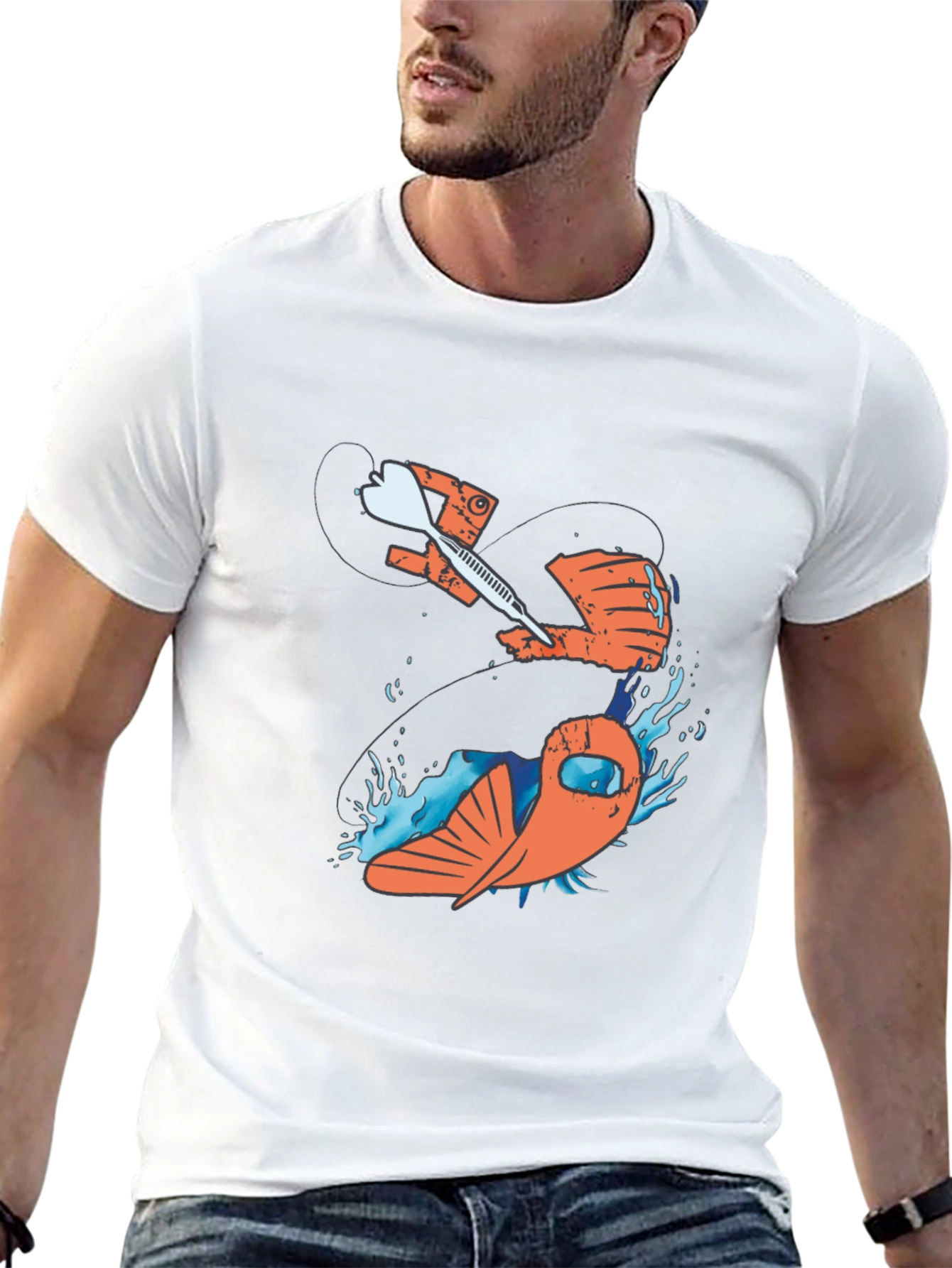 Dart Through Fish Graphic T-Shirt