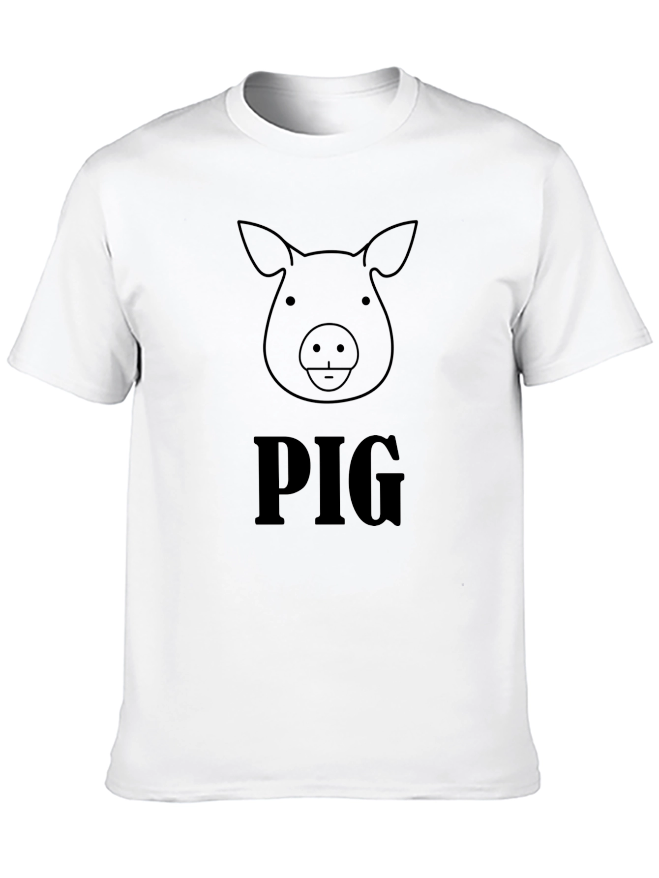 Pig Graphic Tee - Black Cotton Crew Neck