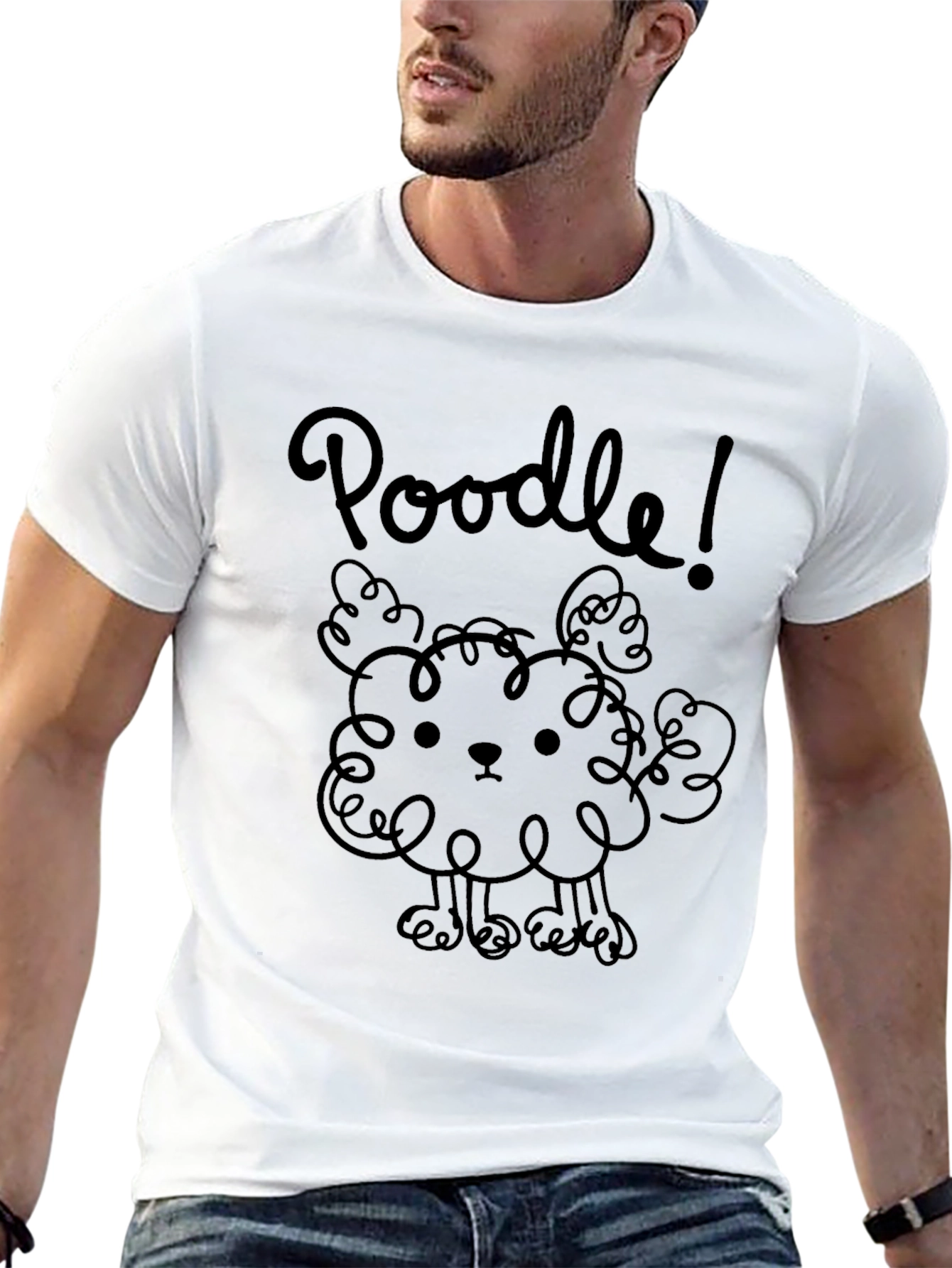 Poodle Graphic Tee - Unisex Black Cotton T-Shirt