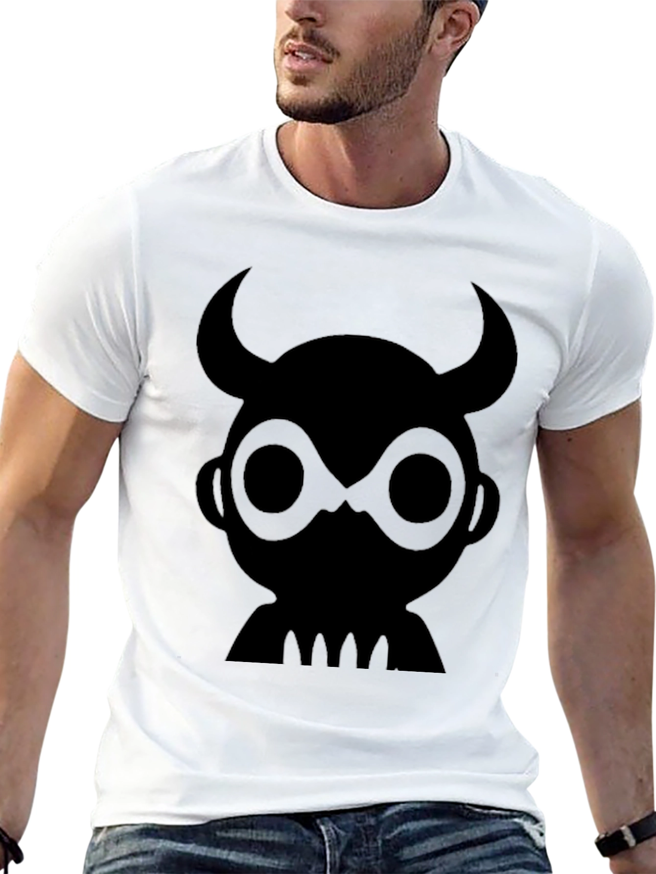 Graphic Black T-Shirt - Devil Cartoon