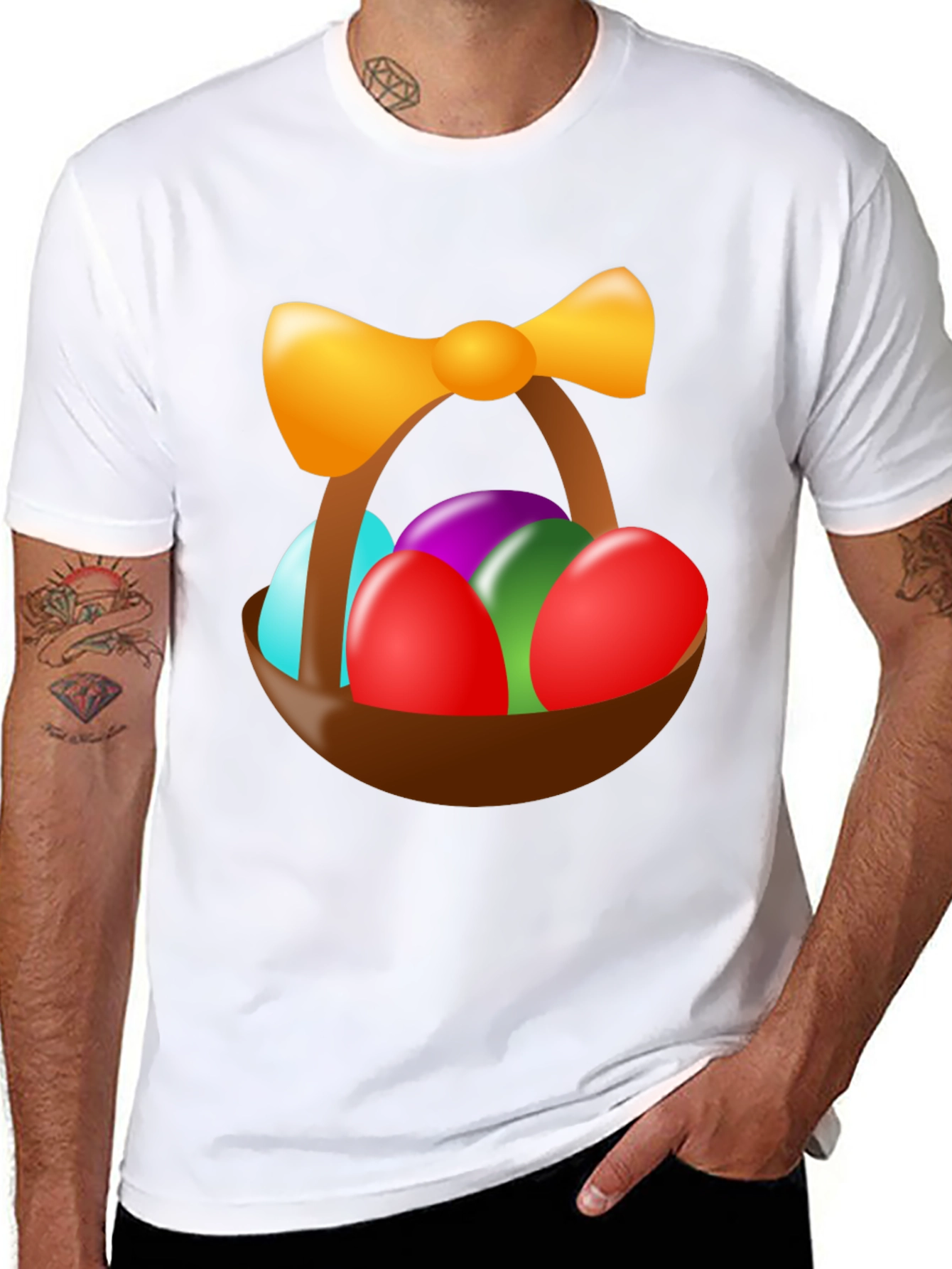 Easter Egg Basket Graphic Tee - Festive Holiday Shirt