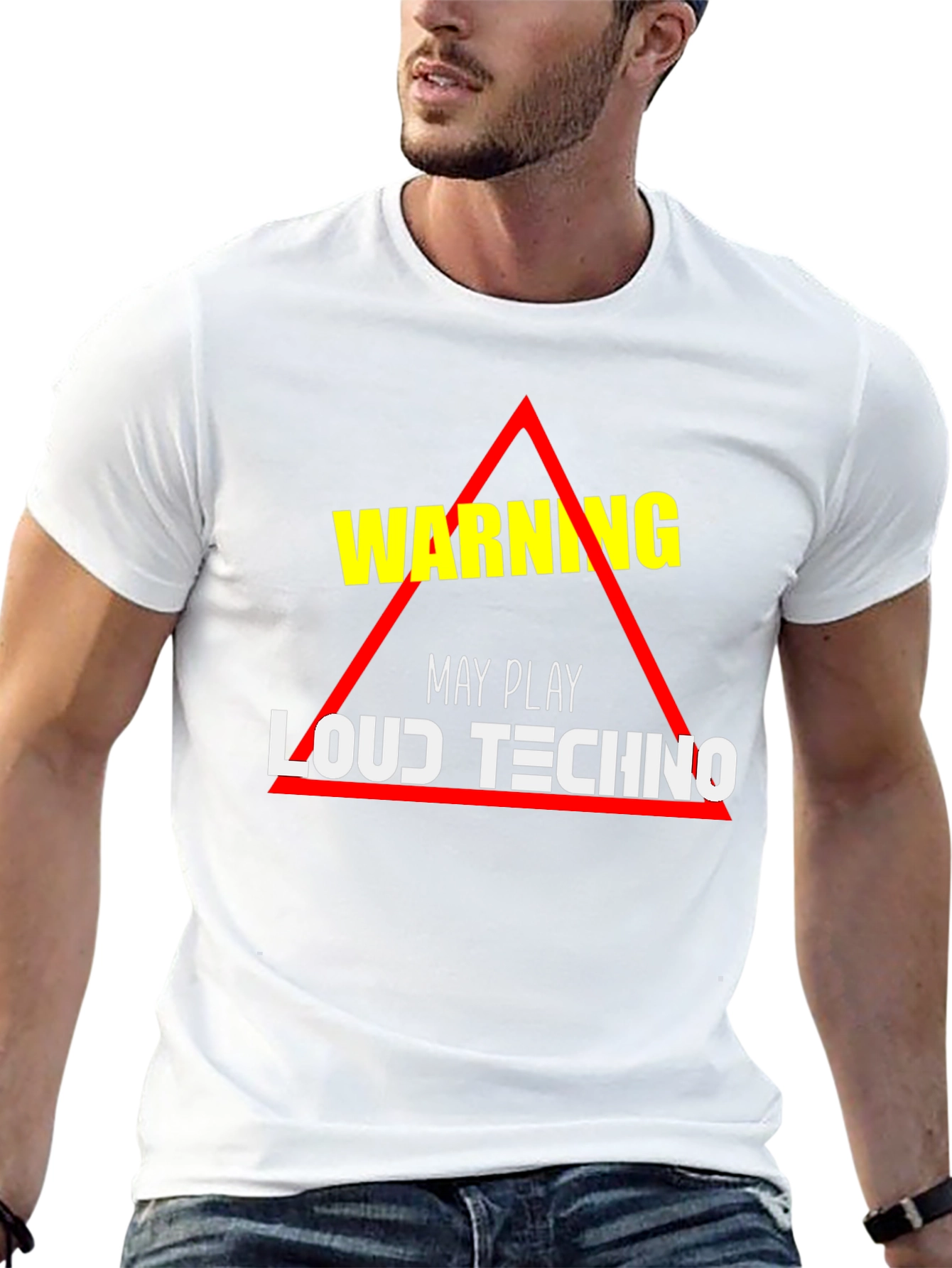 Warning: May Play Loud Techno Black T-Shirt