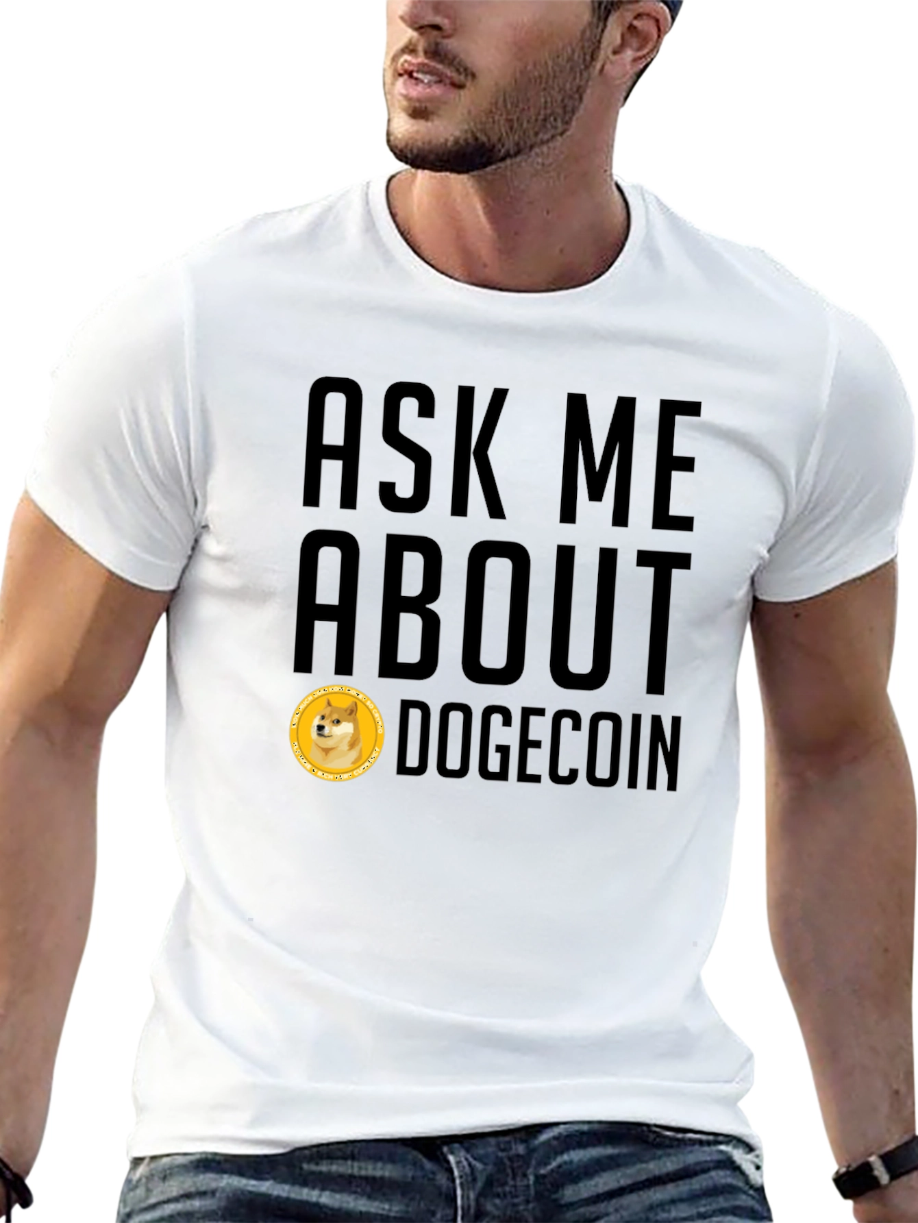 Ask Me About Dogecoin Black T-Shirt