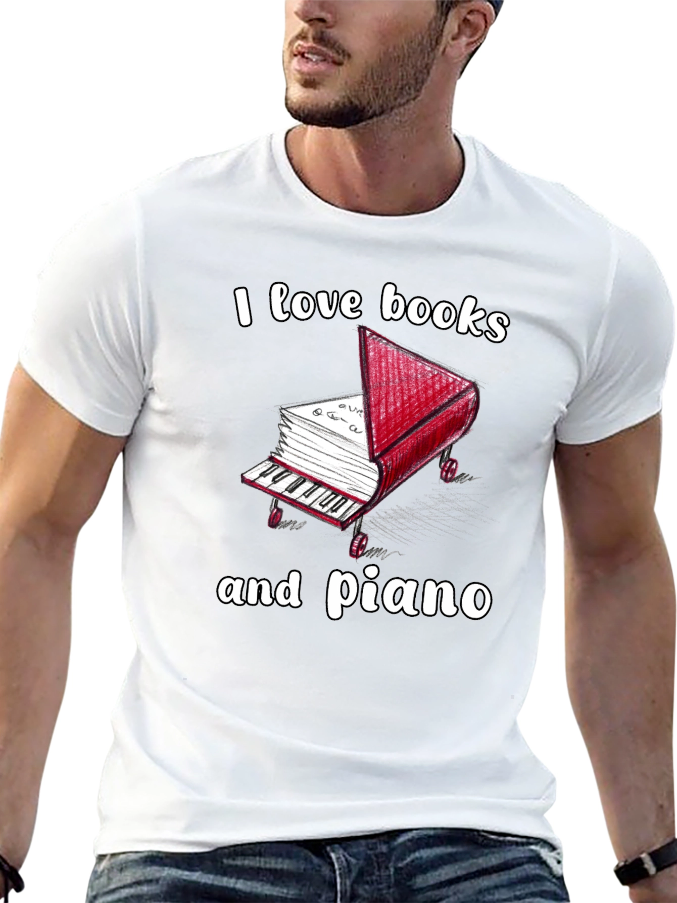 I Love Books and Piano T-Shirt