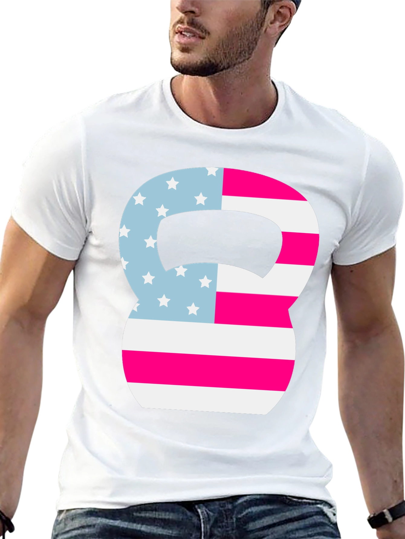 Patriotic Kettlebell T-Shirt - American Flag Design