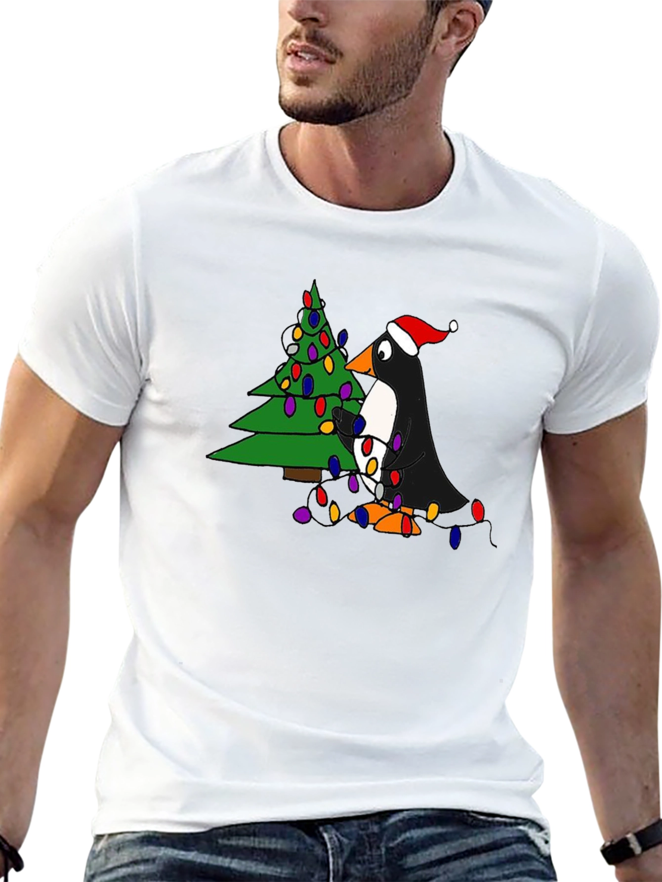 Festive Penguin Christmas Tree T-Shirt