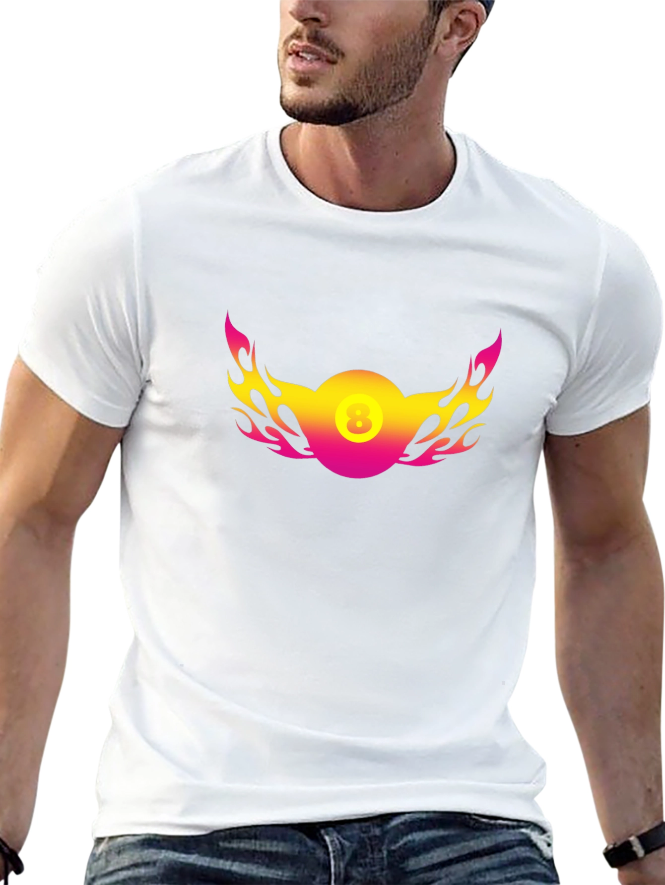 8 Ball Flame Graphic Black T-Shirt