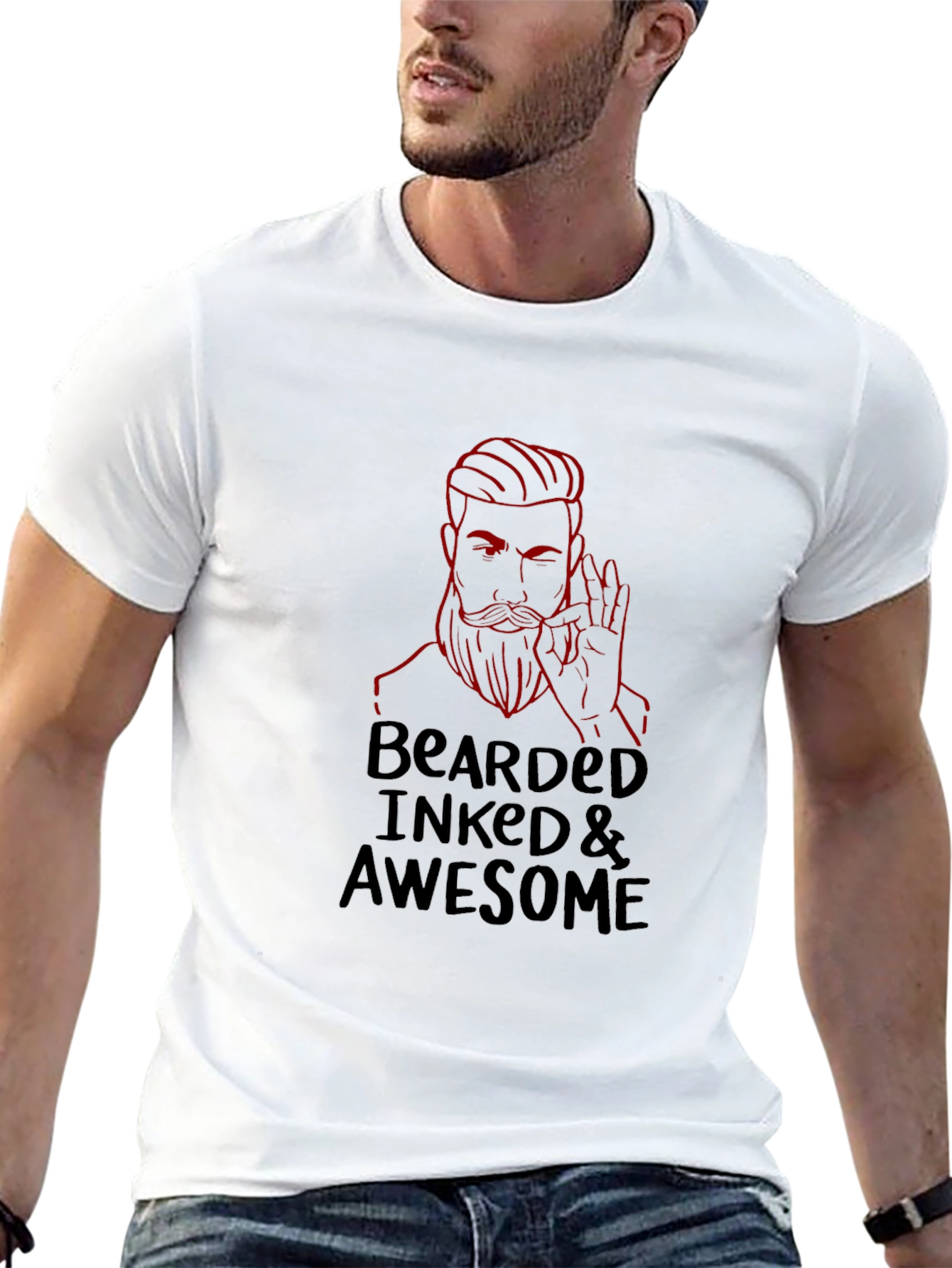 Bearded Inked & Awesome Graphic Tee
