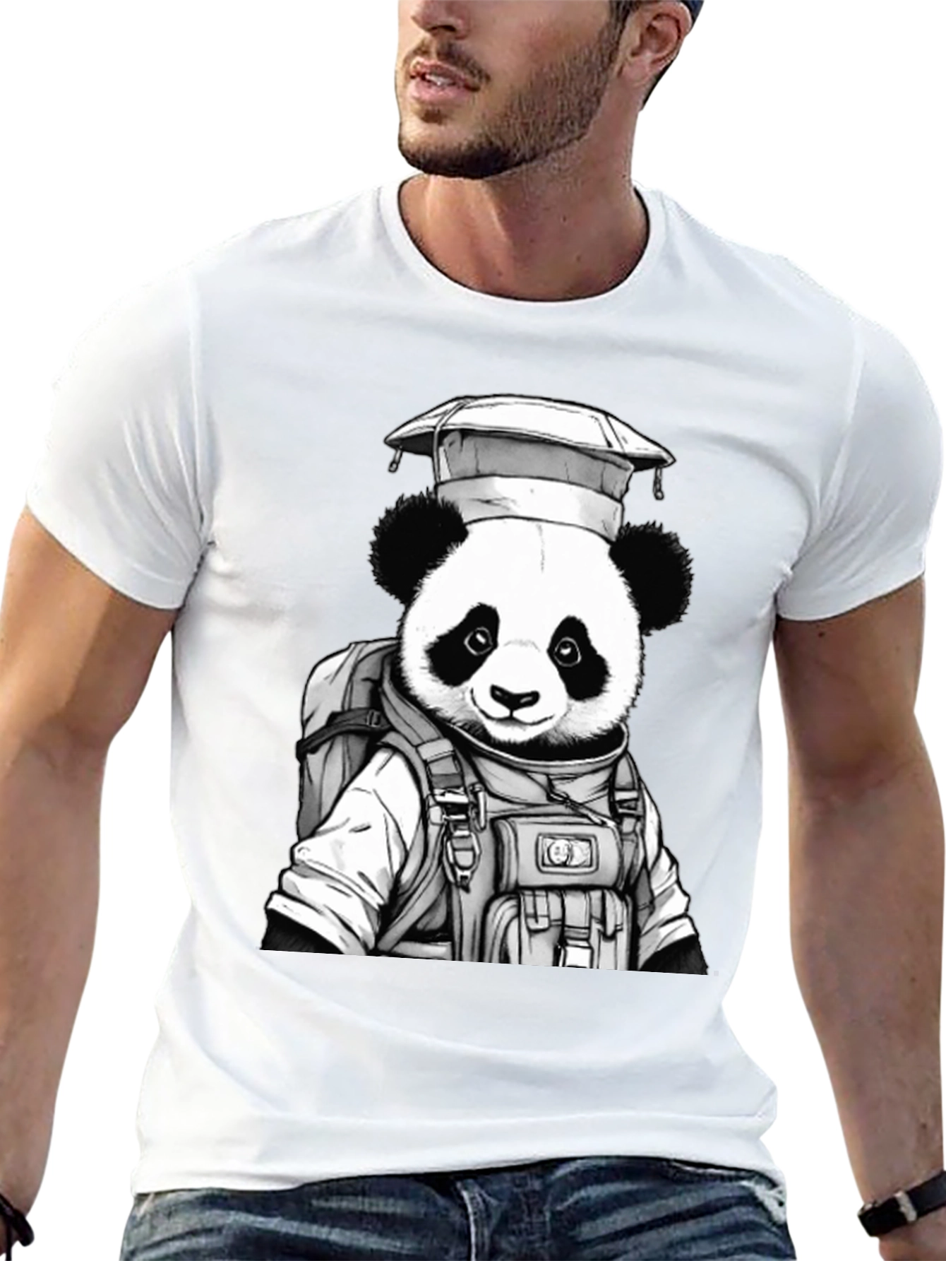 Panda Astronaut Graphic T-Shirt